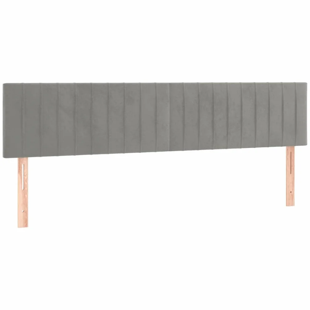 vidaXL Zagłówki do łóżka, 2 szt., jasnoszary, 90x5x78/88 cm, aksamit