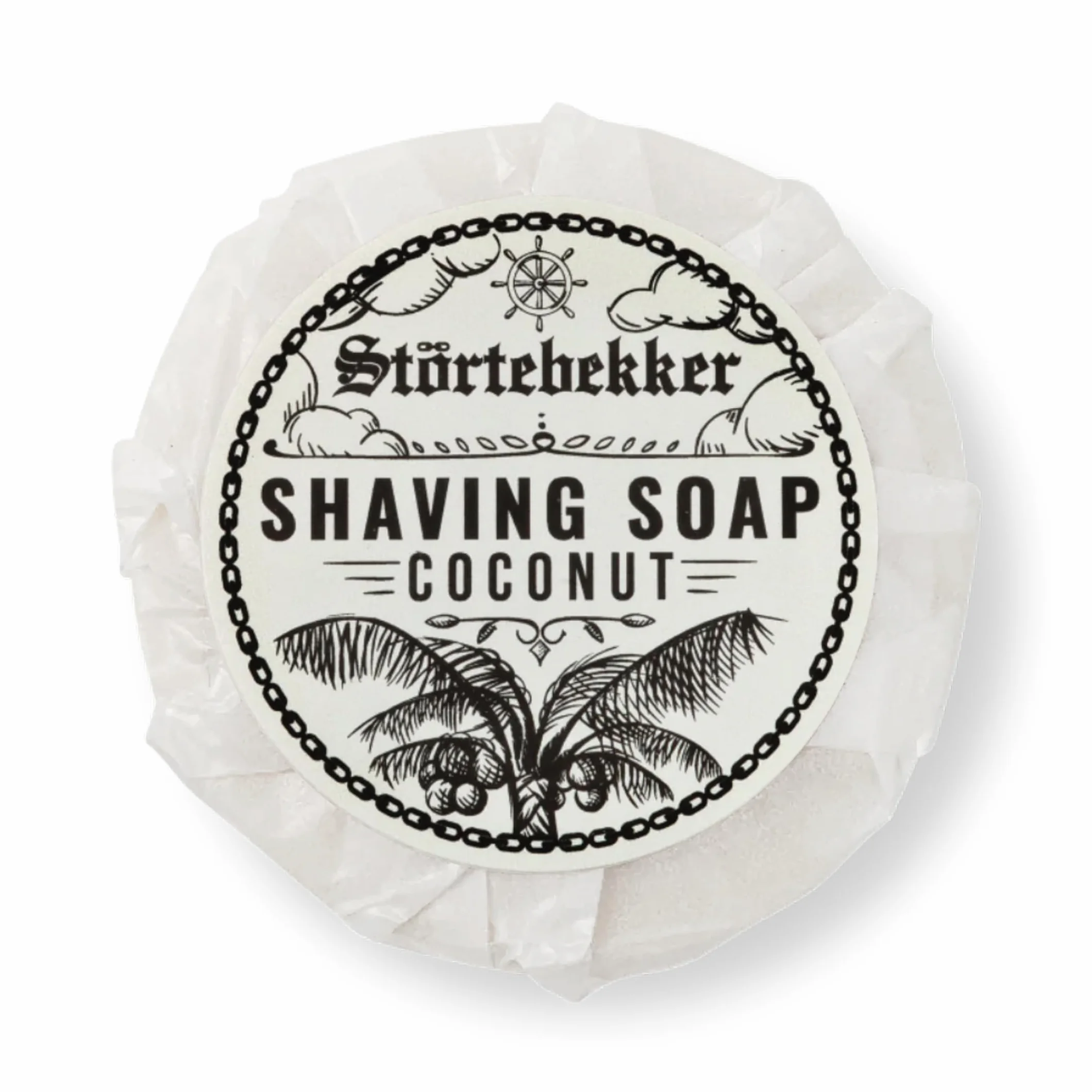 Störtebekker® Premium Rasierseife Kokos - Handgefertigte Seife für ergiebigen Rasierschaum - Perfekt für die Rasur mit Rasierhobel & Rasiermesser - Vegane Rasierseife Damen & Herren - 70g