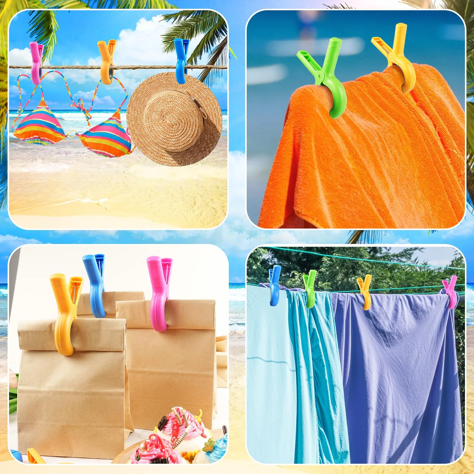 8 sztuk dużych, wielokolorowych klipsów, duży trwały plastikowy klips do prania, leżak plażowy, basenowy, odzież, kołdry, pościel