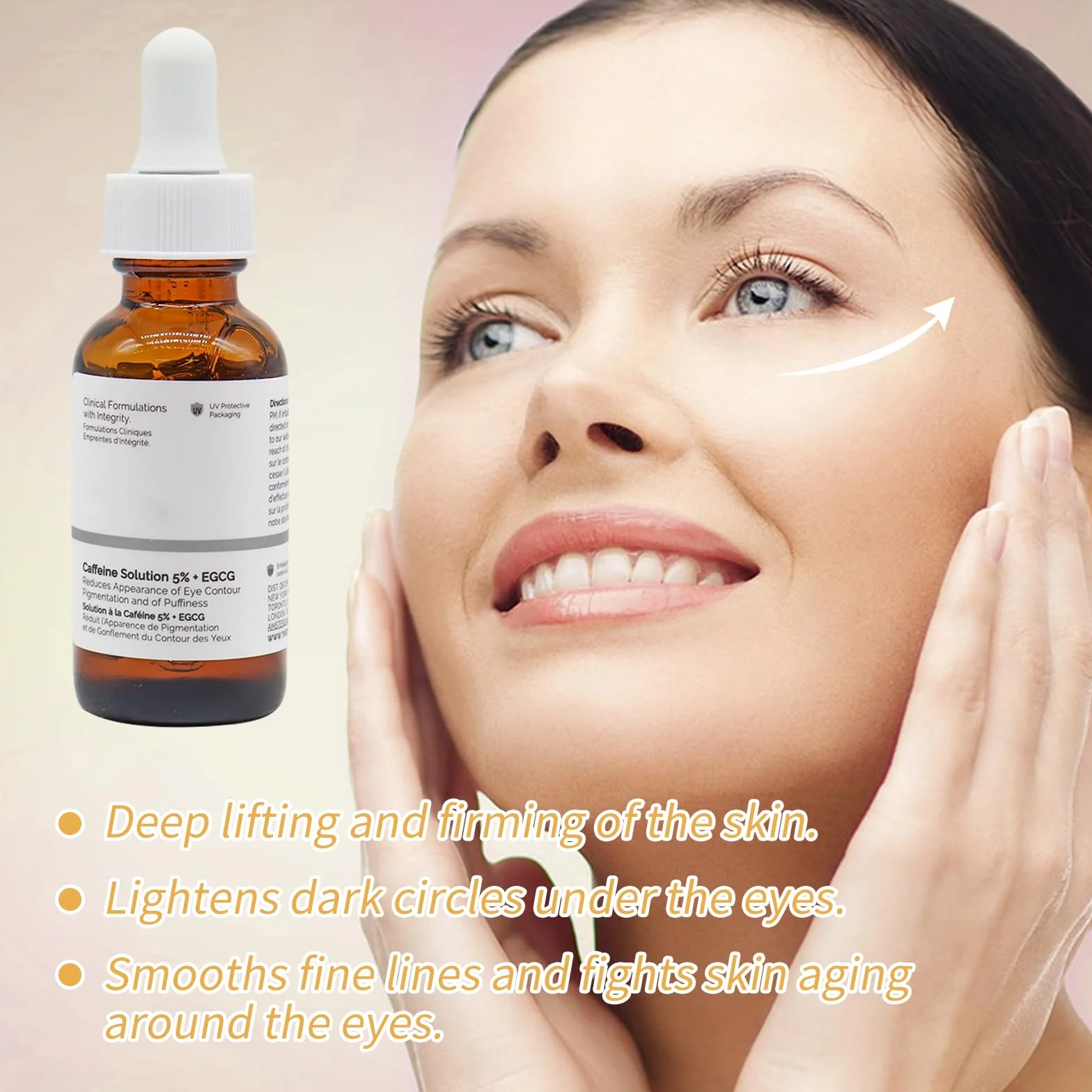 Kofeinowe serum pod oczy, kofeina, 5% + EGCG 30 ml, serum pod oczy z kofeiną, przeciw starzeniu się, do pielęgnacji oczu, blaknięcie zmarszczek, cienie pod oczami, serum nawilżające dla kobiet