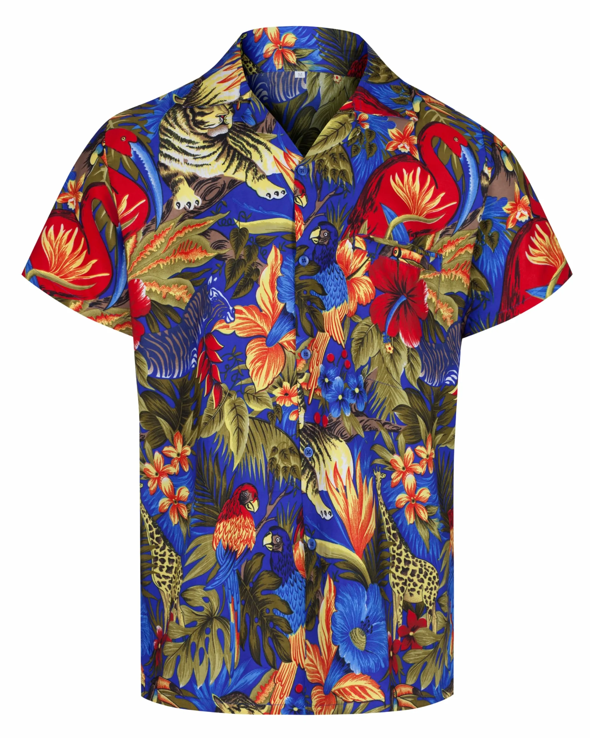Hawaii Hemd Männer – Kurzarmhemd Herren – Magnum Hawaiihemd Kurzarm –Leichtes Sommerhemd mit Dschungel-Print als Mallorca Party Outfit, Sommerparty oder Festival Outfit, Dart Shirt