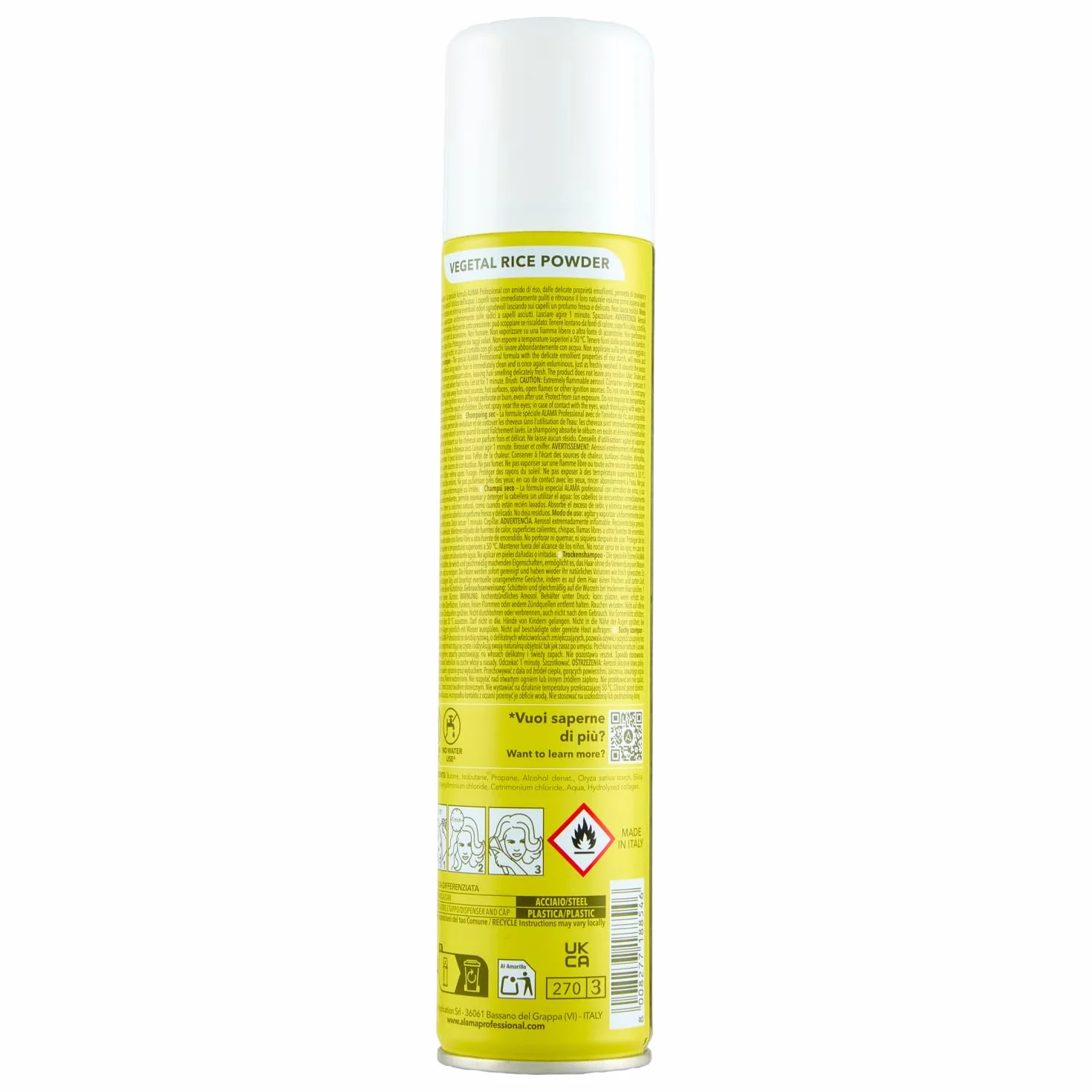 Alama Professional Suchy szampon do wszystkich rodzajów włosów, żółty, 200 mililitrów
