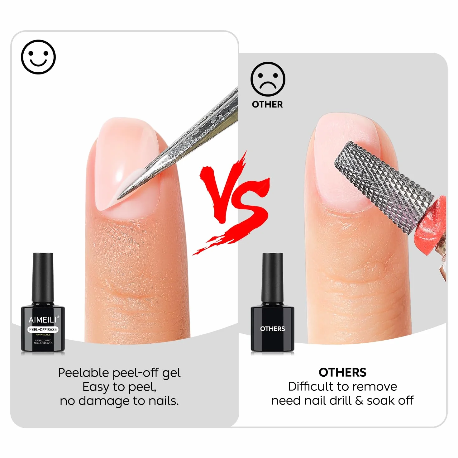 AIMEILI Peel Off Base Coat Gel Remove Półtrwały lakier do paznokci półtrwały lakier do paznokci Soak Off UV LED przezroczysty żel UV 10 ml