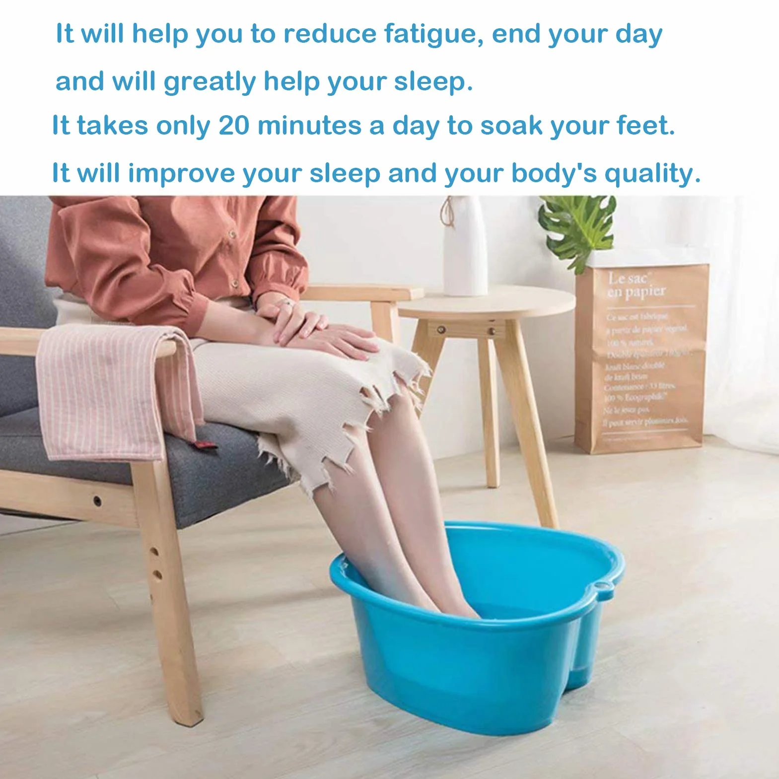 Duża miska do kąpieli stóp, stabilna umywalka z tworzywa sztucznego do pedicure, do kąpieli stóp, do kąpieli stóp, wellness, pedicure, detoksykacji, relaksu (biała)