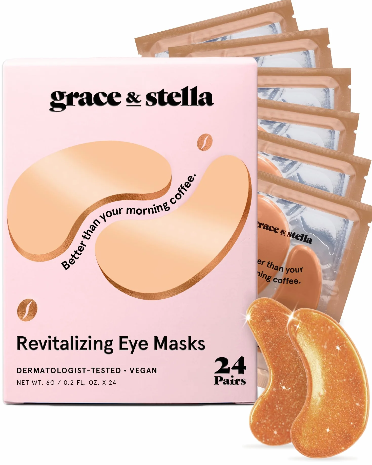 grace & stella Caffeine Under Eye Patches – Awakening Eye Patches for Puffy Eyes and Dark Circles – plastry pod oczami