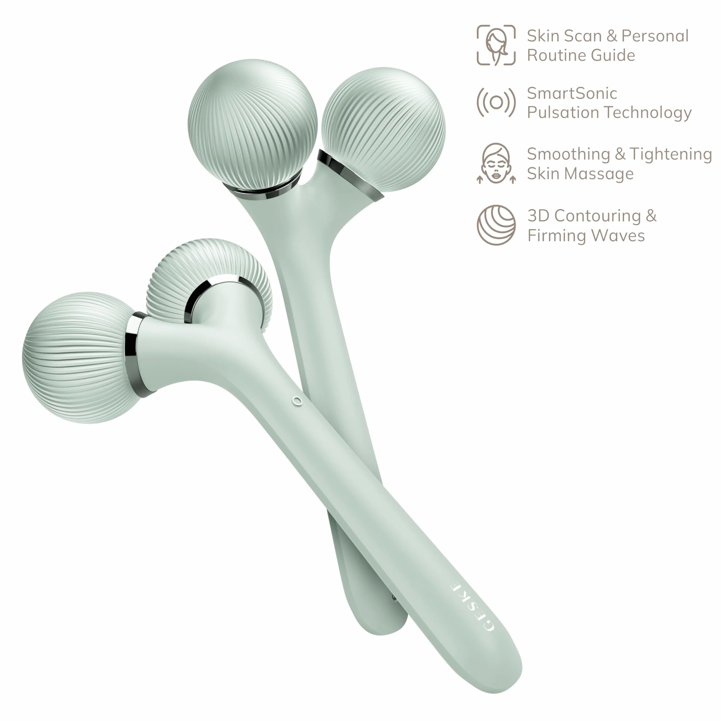 GESKE | SmartAppGuided™ Soniczny roller do twarzy i ciała | 4 w 1 | Derma Roller | Roller do skóry | Urządzenie do twarzy i ciała | Profesjonalny wałek do twarzy | Ujędrnia i upiększa ciało i twarz