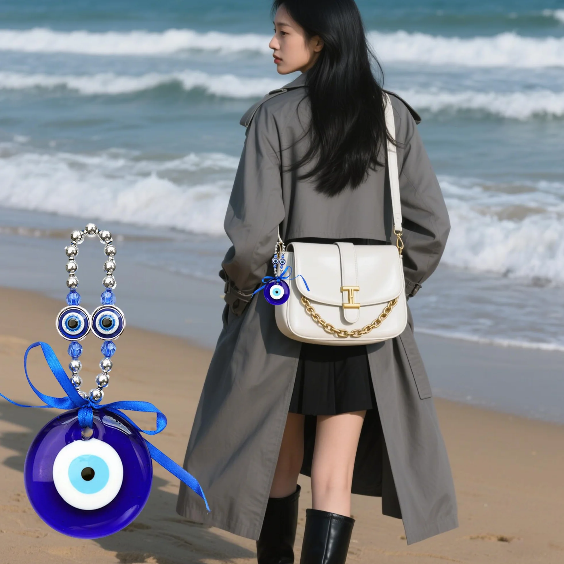 Turecki amulet z niebieskimi oczami Nazar Boncuk tureckie oko Fatimy Oko Wiszący ornament Evil Eye Ornament Amulet Dekoracja Amulet Dekoracja Talizman Breloczek do kluczy