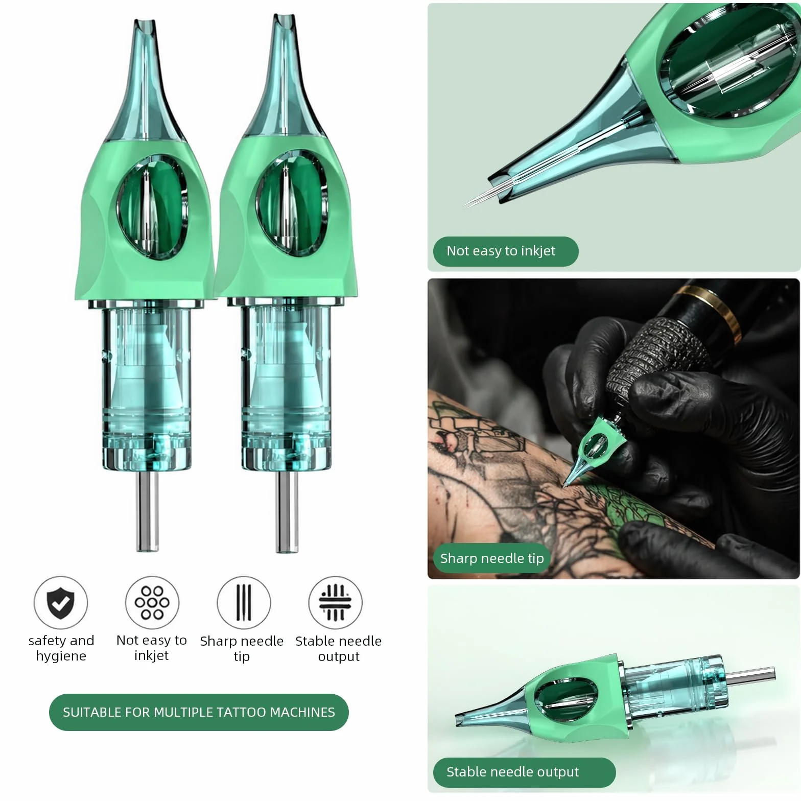 ATOMUS 9RL Tattoo Cartridge Needles 10pcs with Silicone Cover for Tattoo Machine