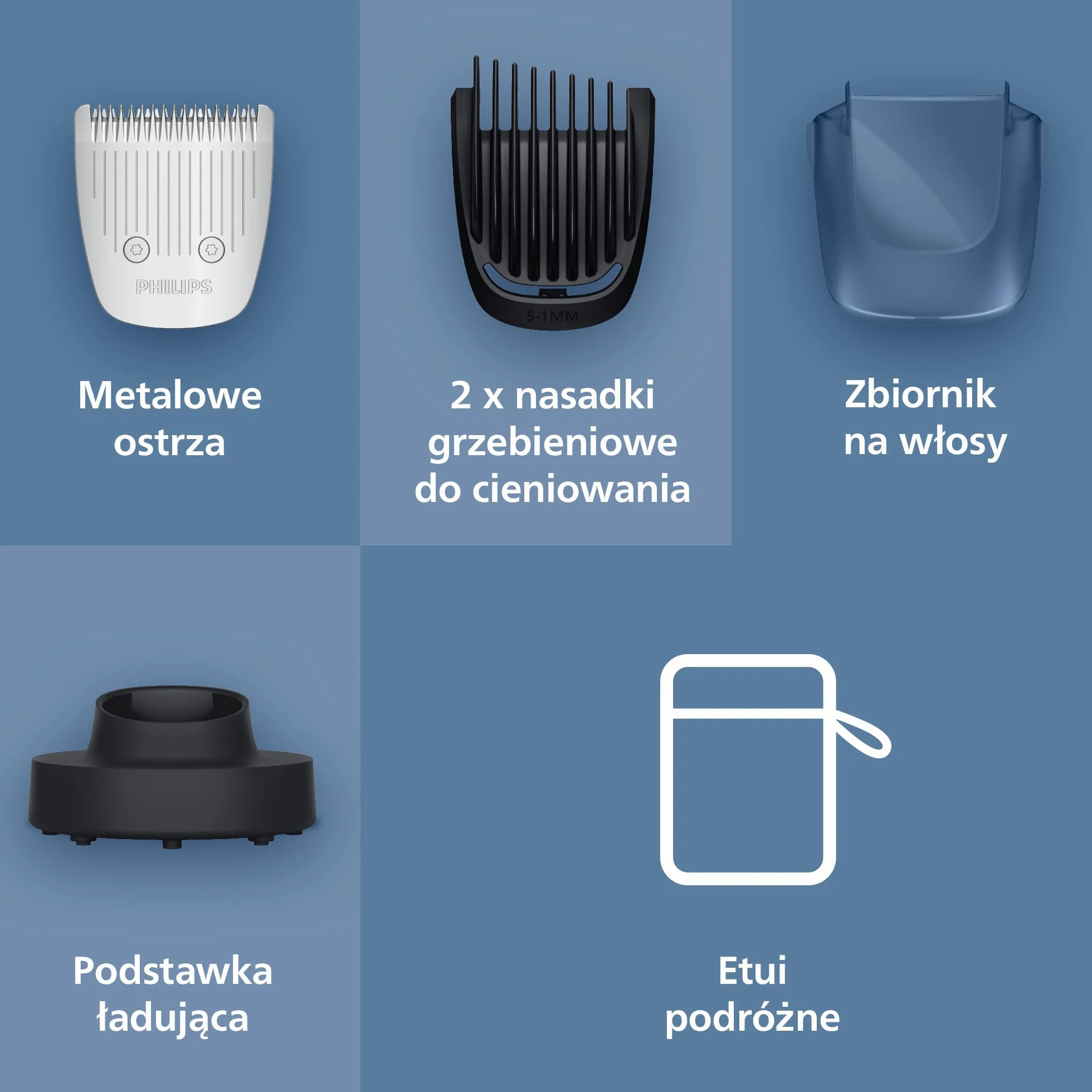 Philips Trymer do brody Seria 5000 BT5785/30, samoostrzące się metalowe ostrza, 40 ustawień, wodoodporny