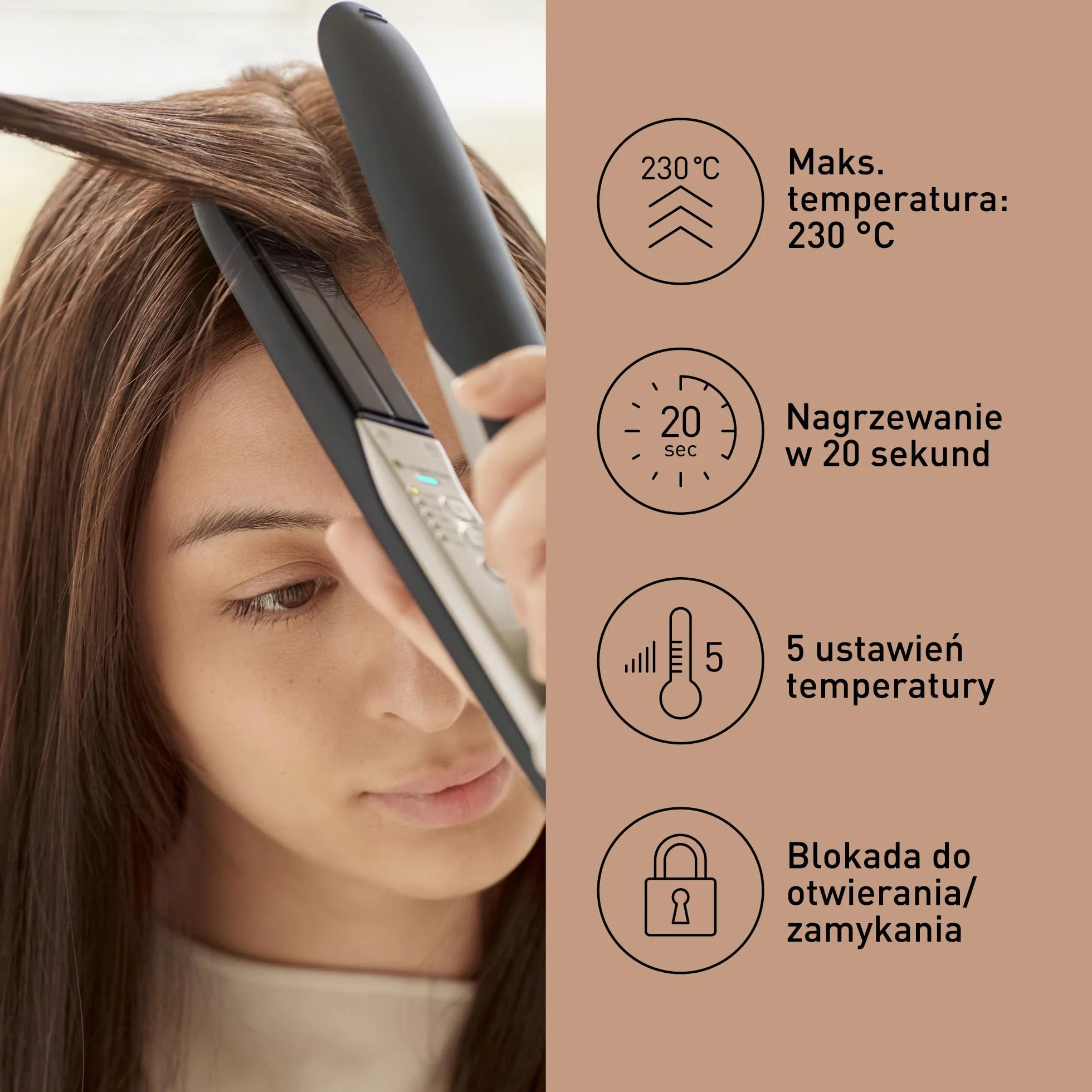 Panasonic Glätteisen EH-HS0E nanoe™-Technologie, mit 3D Keramikplatten und intelligenter Temperaturanpassung, schwarz-champagner