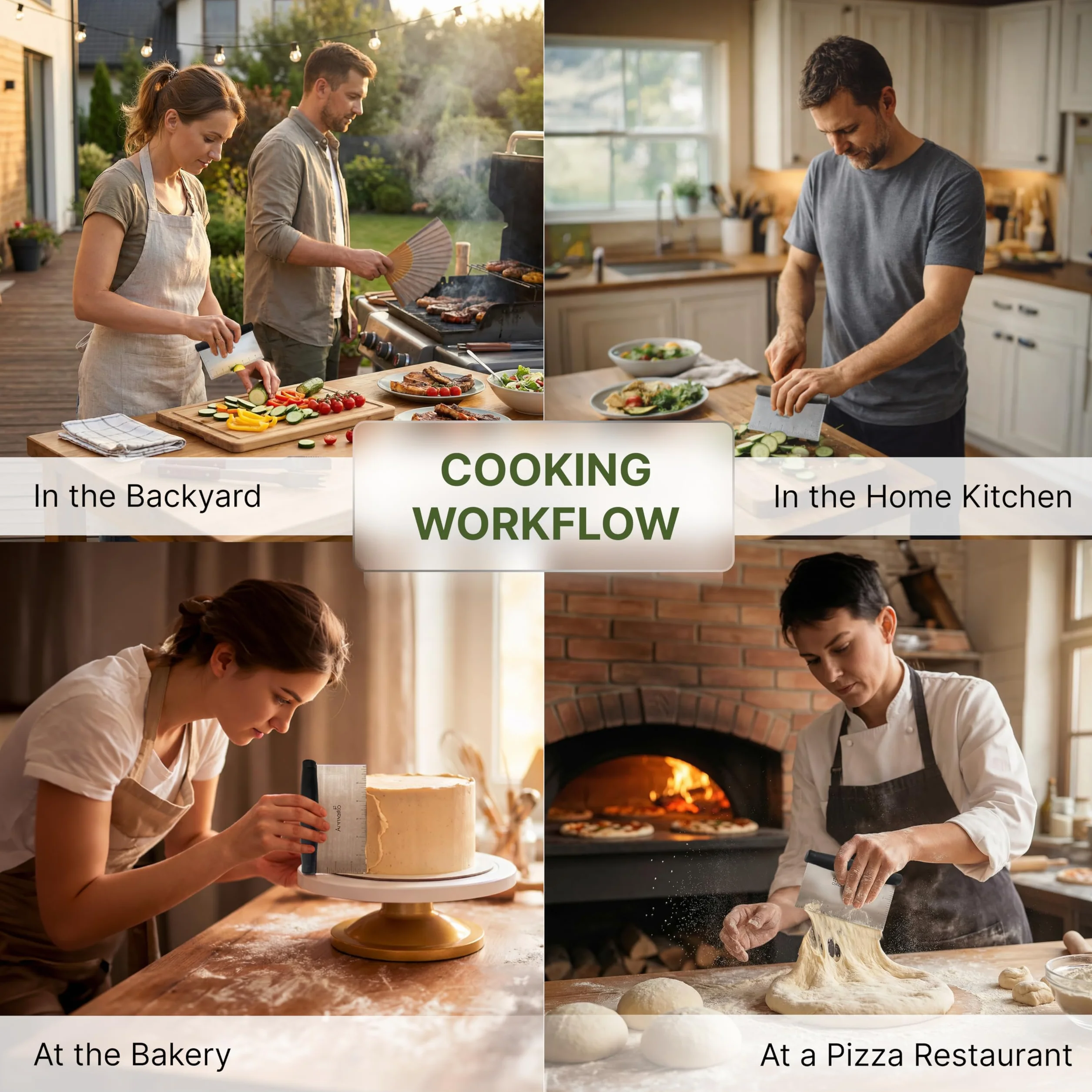 Metalowy skrobak do grilla ze stali nierdzewnej, świetny jako foremka do ciasta do chleba i pizzy - wielofunkcyjne przybory kuchenne do patelni z płaskim blatem, jakość komercyjna