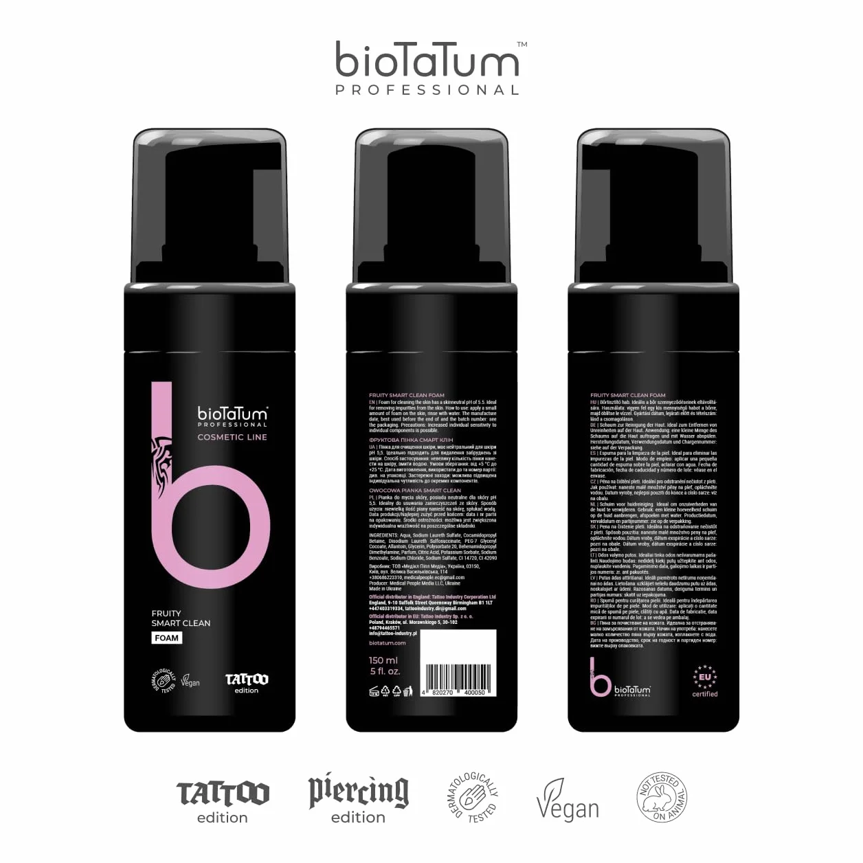 Pianka czyszczenia tatuaży Papaya - Tattoo Aftercare For Skin - Profesjonalne mycie tatuaży - Roztwór do czyszczenia tatuaży w celu uniknięcia kłucia lub podrażnienia skóry