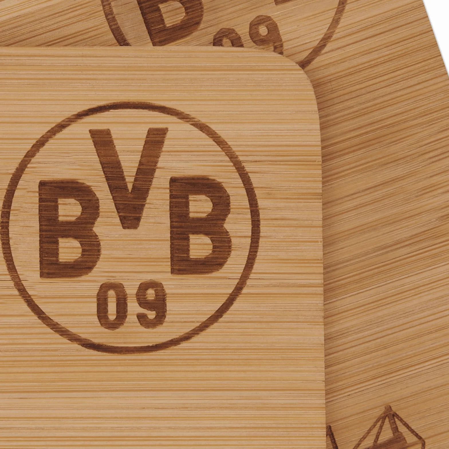 Borussia Dortmund Unisex – drewniane deski śniadaniowe dla dorosłych, zestaw 2 sztuk, w kolorze drewna, rozmiar uniwersalny