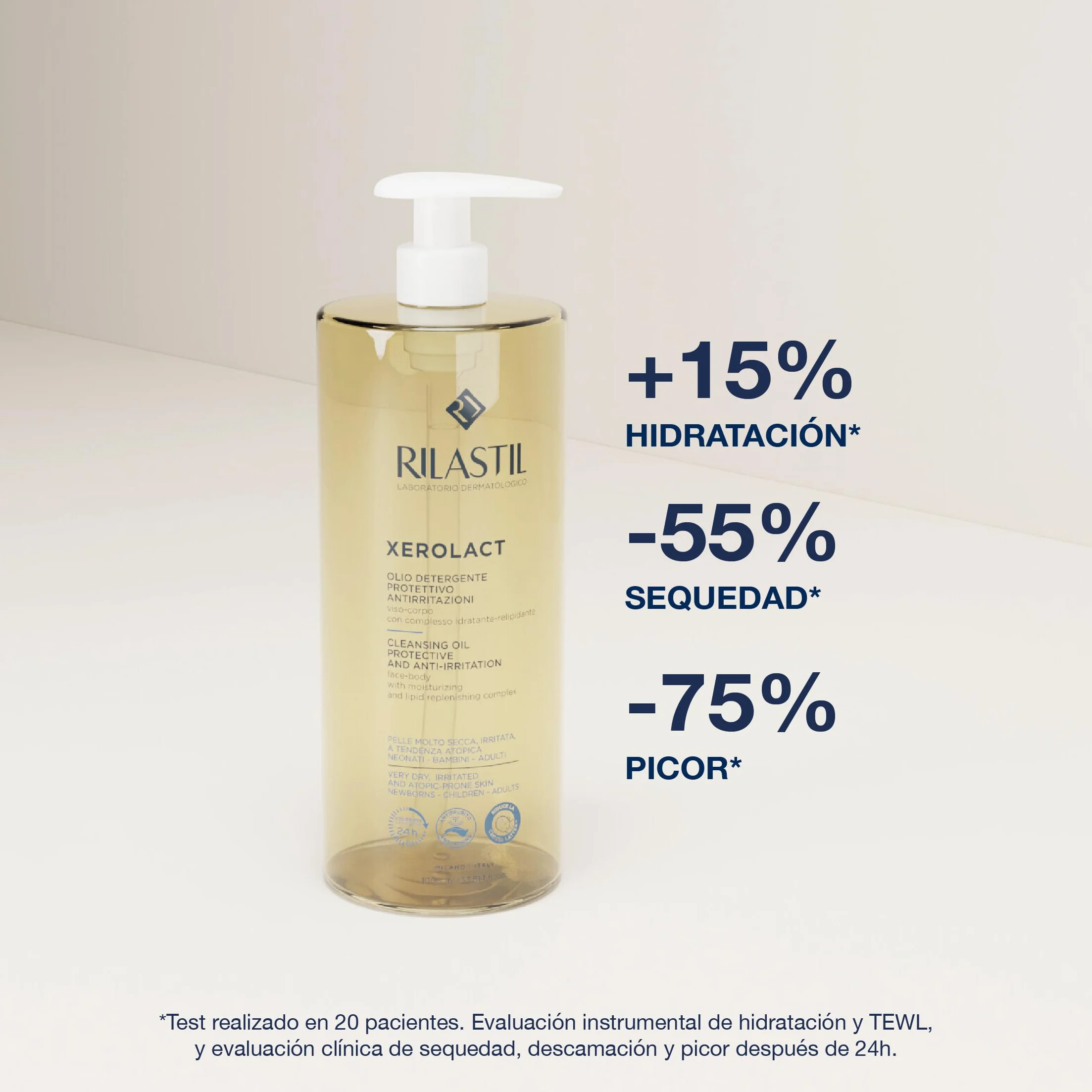 Rilastil Xerolact ochronny olejek oczyszczający do twarzy i ciała przeciw podrażnieniom, 1000 ml