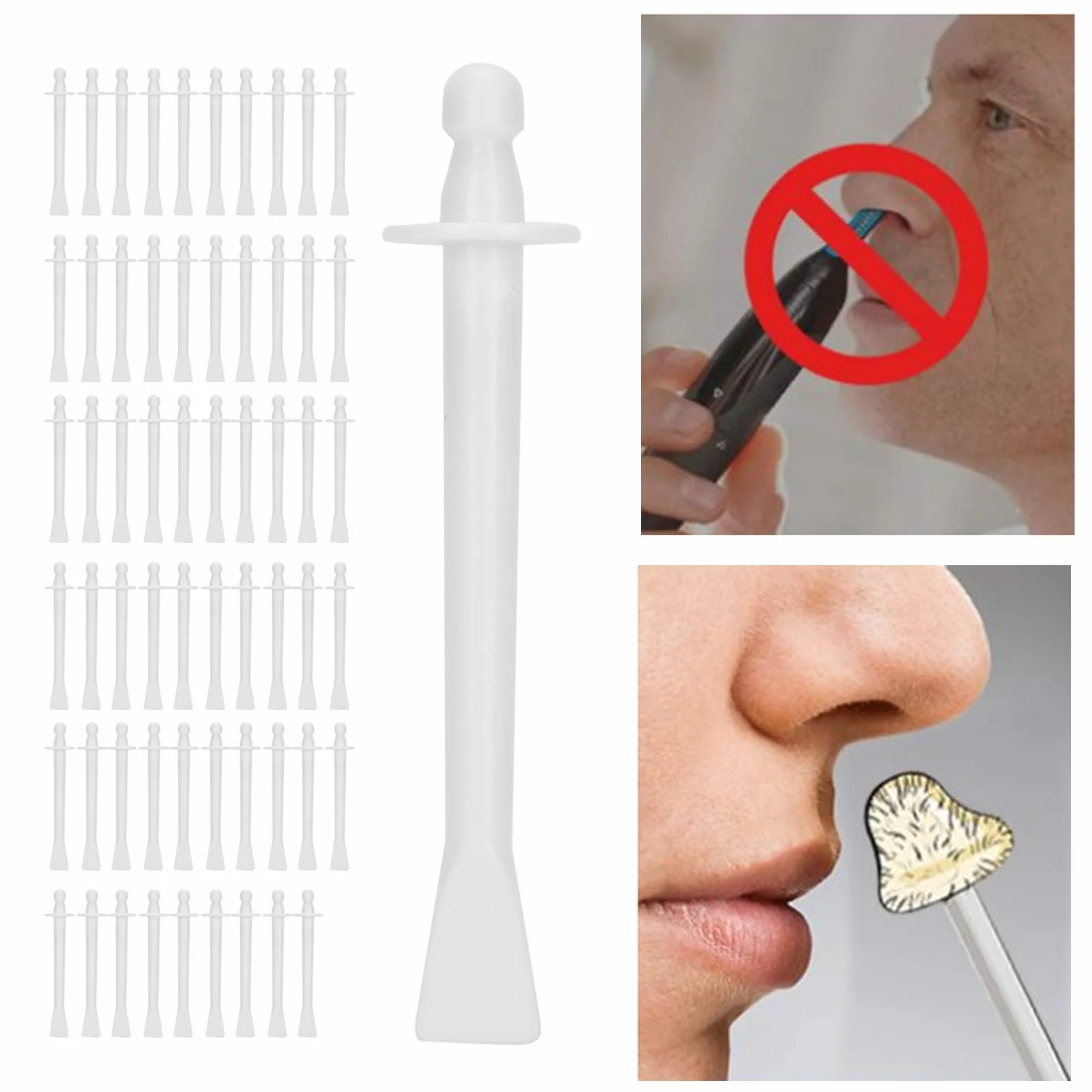 Pręty do depilacji nosa, 60 sztuk, jednorazowy aplikator do depilacji nosa, aplikator wosku do nosa, plastik, pręty woskowe do nosa, szpatułki, aplikator woskowy