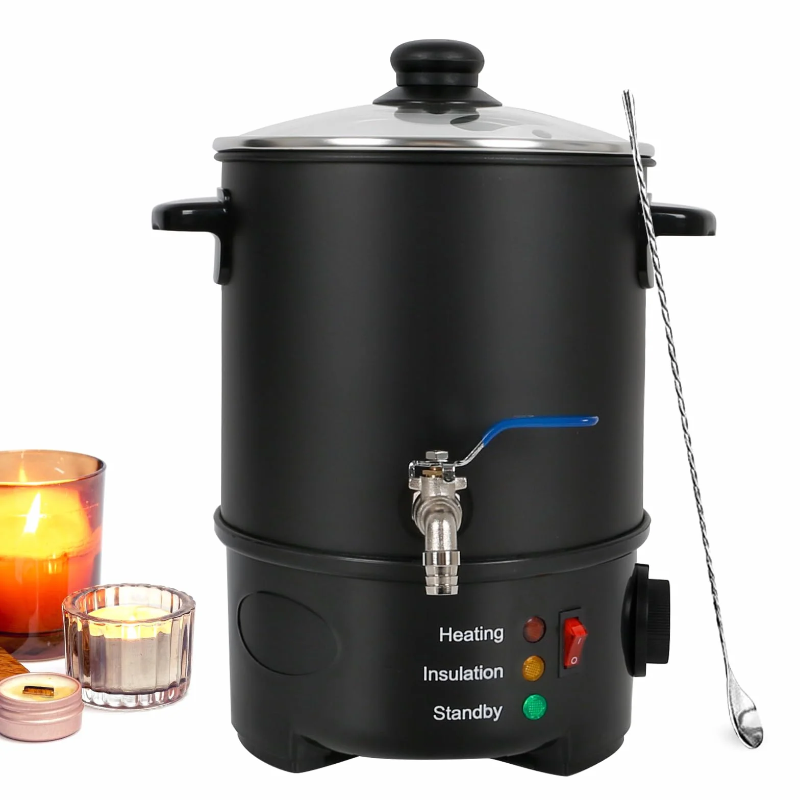 LIROPAU Elektryczny garnek do topienia wosku, 4 l, szybkie nagrzewanie, nieprzywierający wosk do topienia, z wylewką rdzenia grzewczego i regulatorem temperatury, wtyczka UE