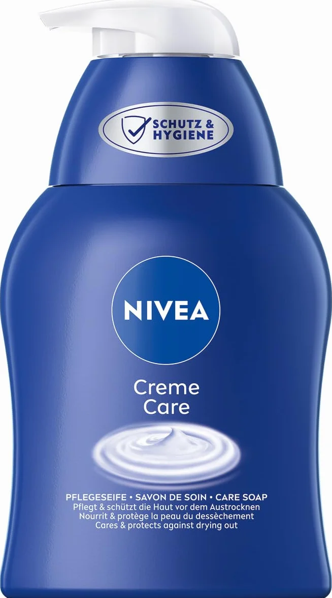 NIVEA Creme Care mydło w kremie w 1 opakowaniu (1 x 250 ml), mydło do rąk z zapachem i składnikami NIVEA CREME, łagodne mydło z delikatną pianką