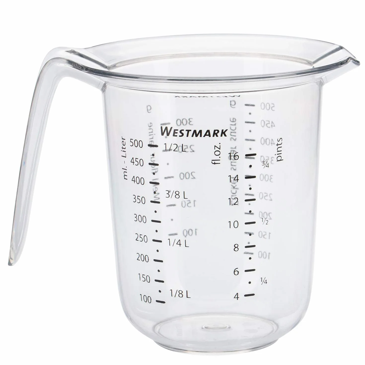 Westmark Dzbanek z miarką, Pojemność: 0,5 l, Wielojęzyczna podziałka w różnych jednostkach, Tworzywo sztuczne, Przezroczysty, 30642270
