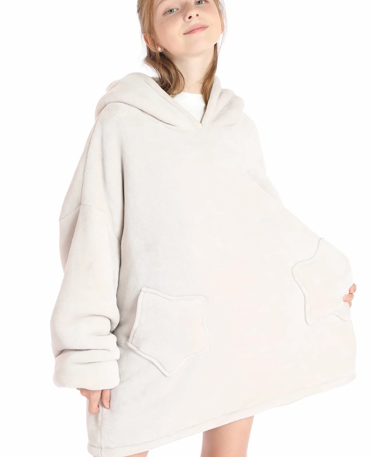 Koc oversize z kapturem dla dzieci bluza z kieszeniami koc do noszenia dla chłopców dziewcząt nastolatków dzieci