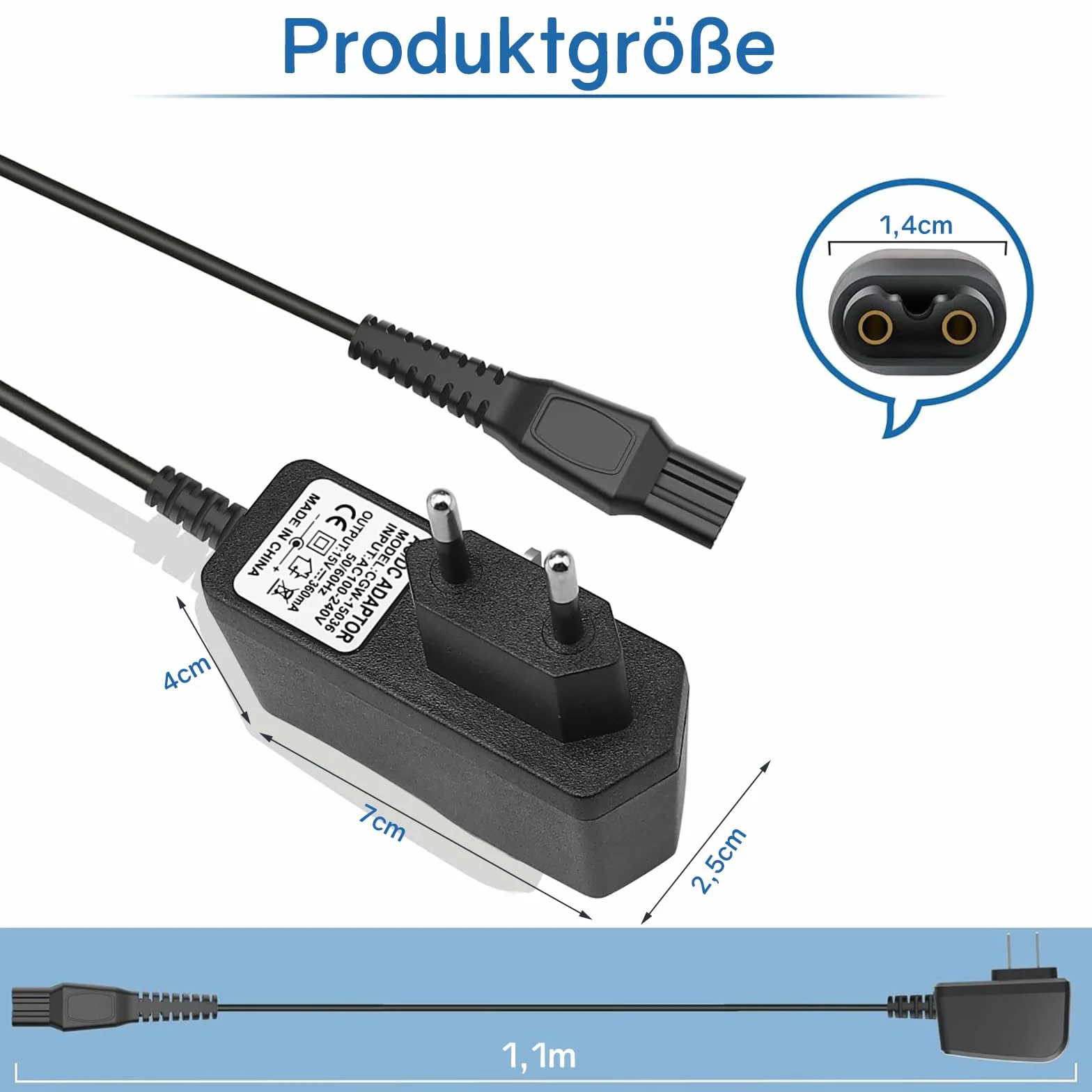 15 V HQ8505 kabel do ładowania do golarki Philips 3000/5000/7000 (nie pasuje do wszystkich modeli), golarka RQ1085 RQ1095 RQ1090 RQ1060 RQ1050 (nie pasuje do serii 3000x/5000x, trymer ) )