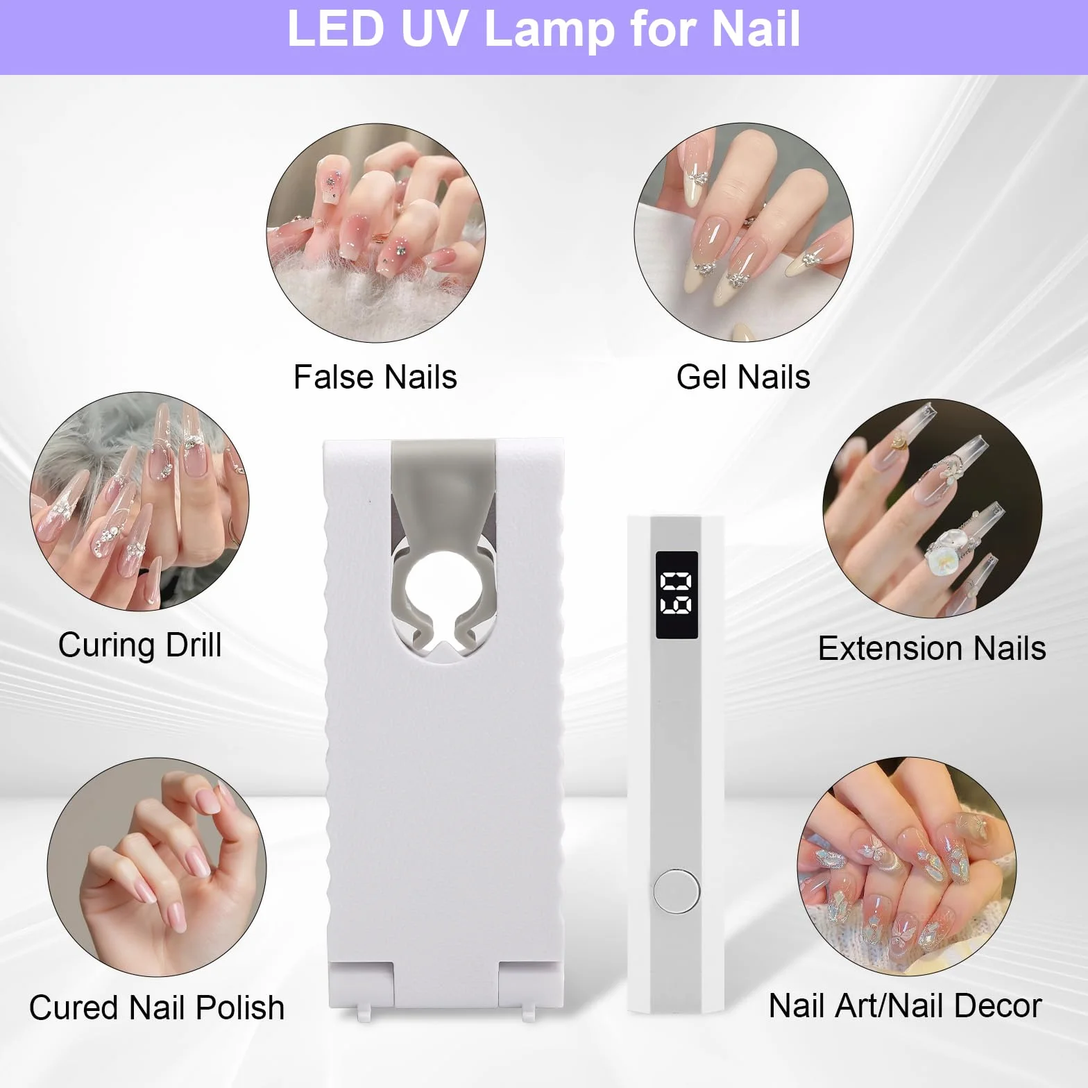 Mini UV LED Lampa do Paznokci Biały Przenośny z Uchwytem Suszarka do Paznokci