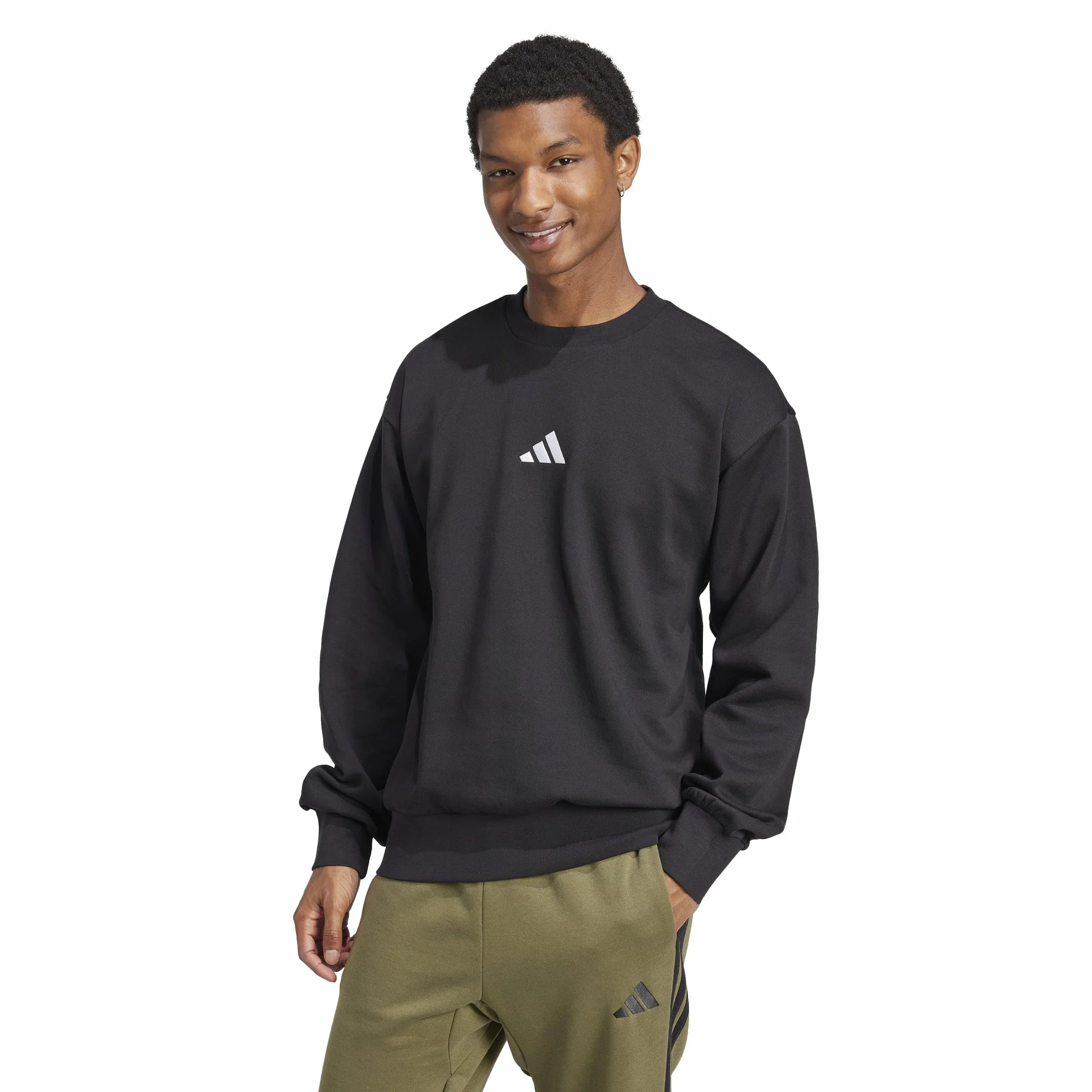 adidas Mężczyźni ESSENTIALS FEELCOZY FLEECE SWEATSHIRT, black/white, L