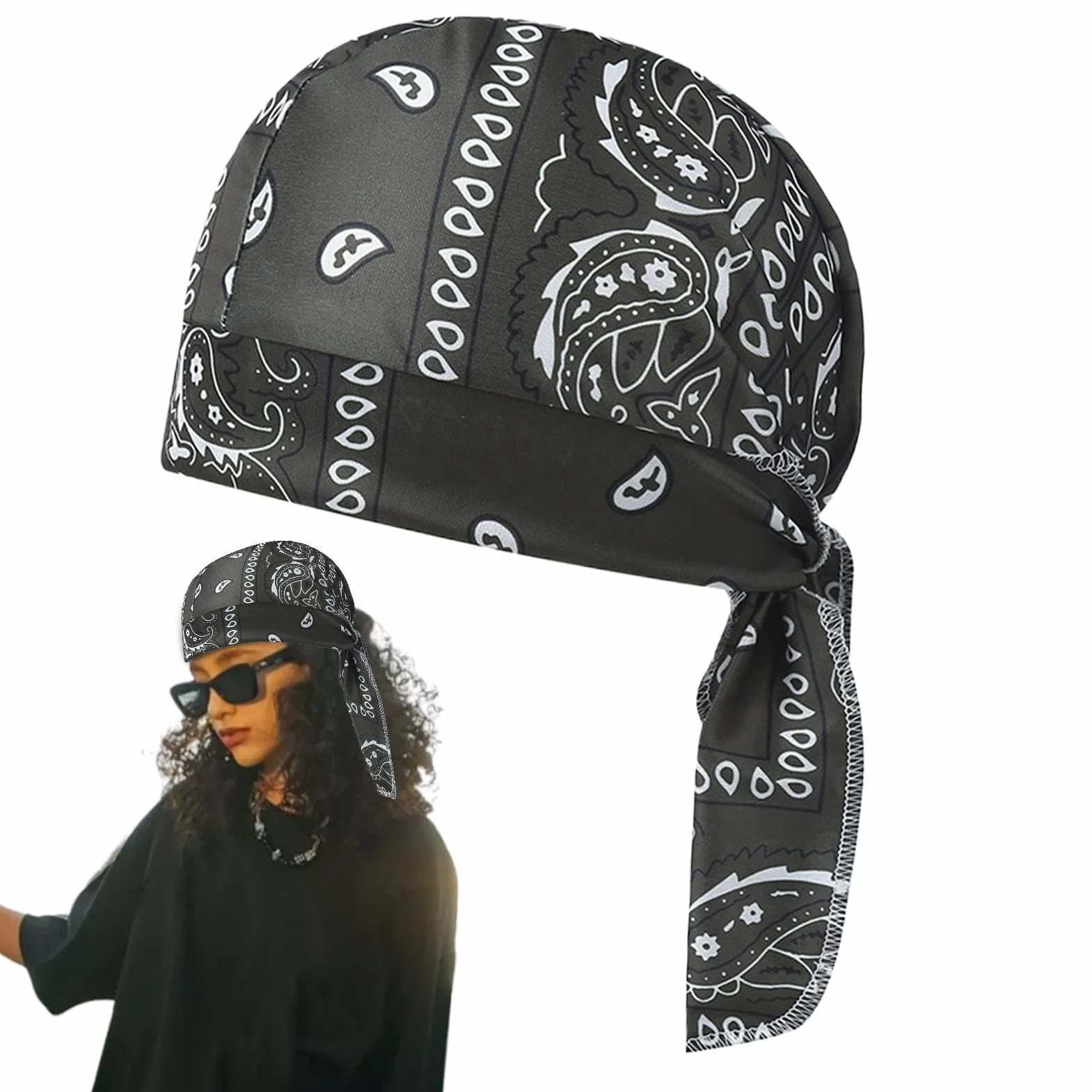 Czapka piracka dla kobiet, oddychaj?ca czapka kapitana pirata, 50-60 cm, odporna promieniowanie UV, elastyczna czapka z tkaniny, stylowa w?drówki, jazda rowerze, owijanie w?osów akcesoria do