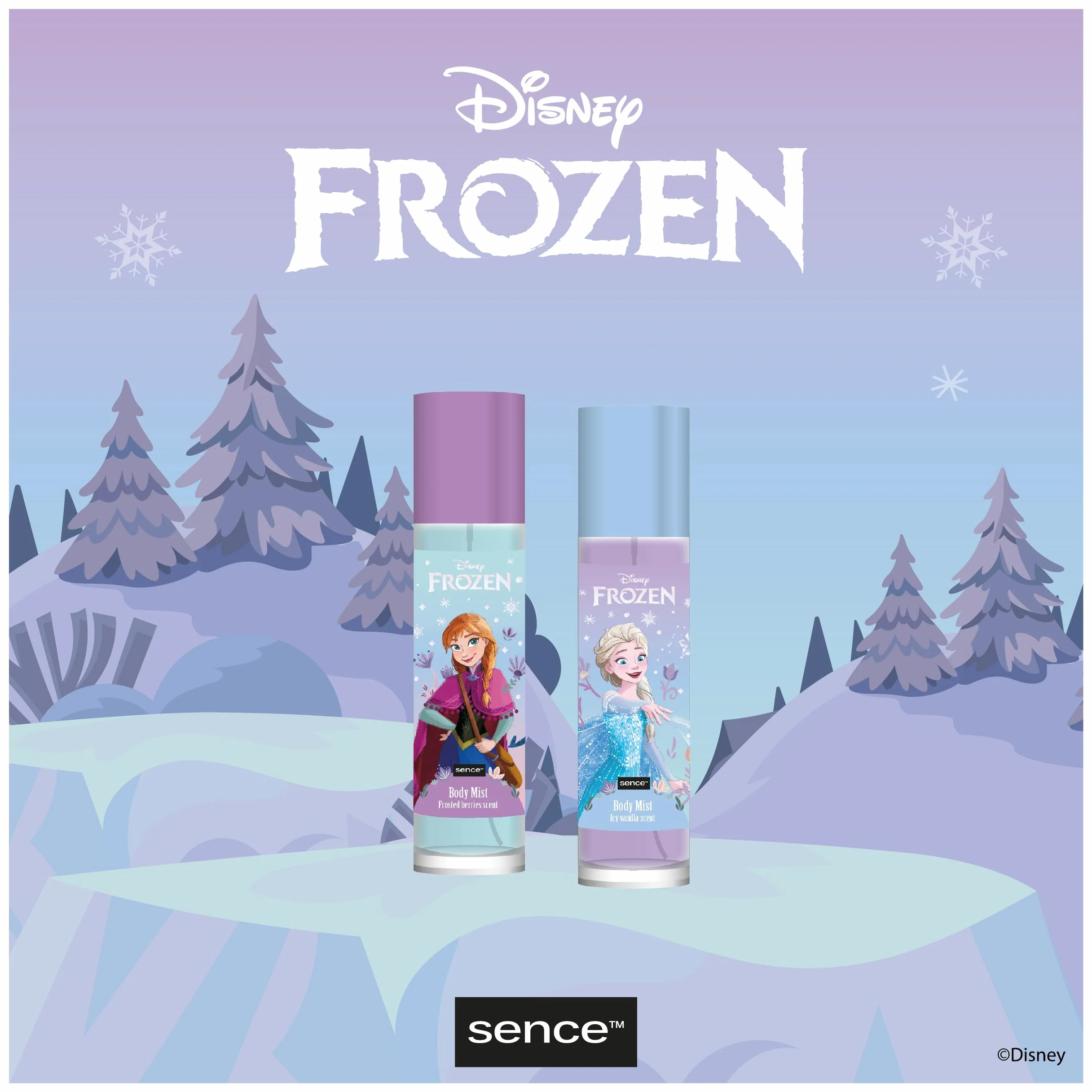 Disney Frozen Elsa & Anna Parfum spray do ciała Icy Vanilla, Vegan Beauty Body Mist, zapach pomysł na prezent, waniliowy spray do ciała Sence (1 x 100 ml)