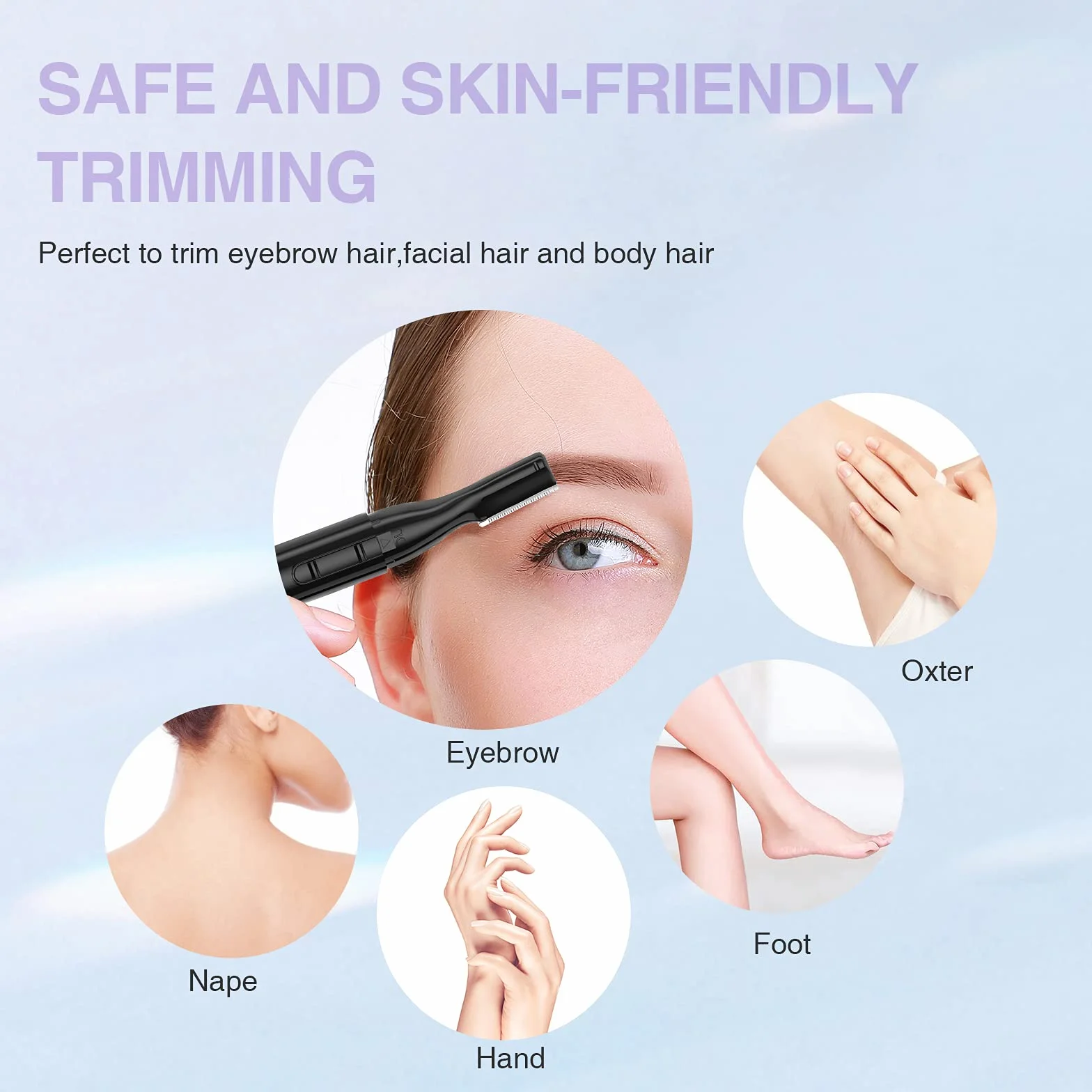 TOUCHBeauty Elektryczny trymer do brwi, przyrząd do usuwania włosów brwi, bezbolesny trymer do włosów na twarzy dla kobiet, przenośna golarka damska AG-815B (czarna)