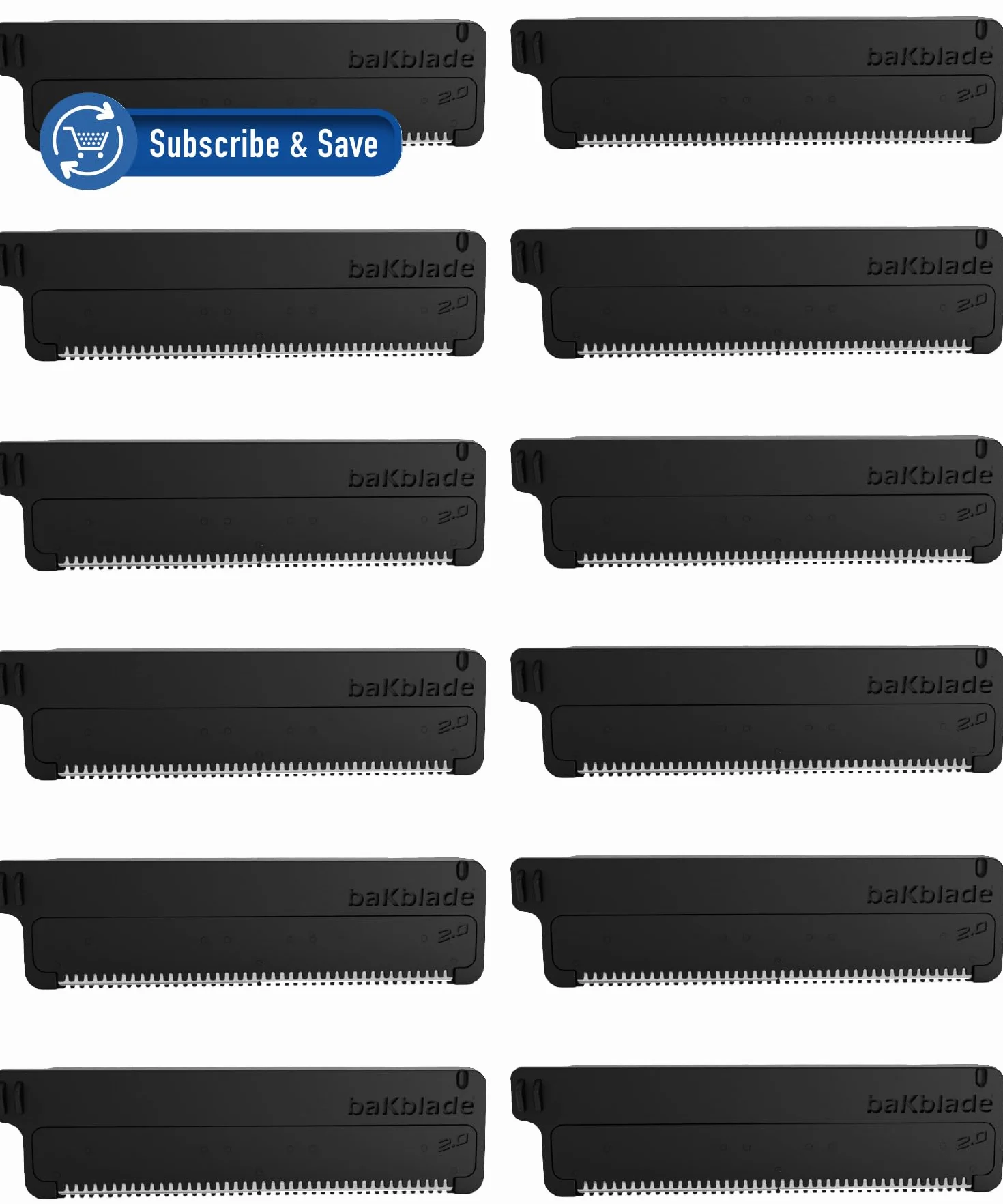 BakBlade Wymienne Ostrza do Golarki do Włosów Pleców i Ciała - Kompatybilne z Modelami BakBlade 2.0, 3.0 i 2.0 Elite - Innowacyjna Technologia DryGlide (Zestaw 12 Ostrzy)
