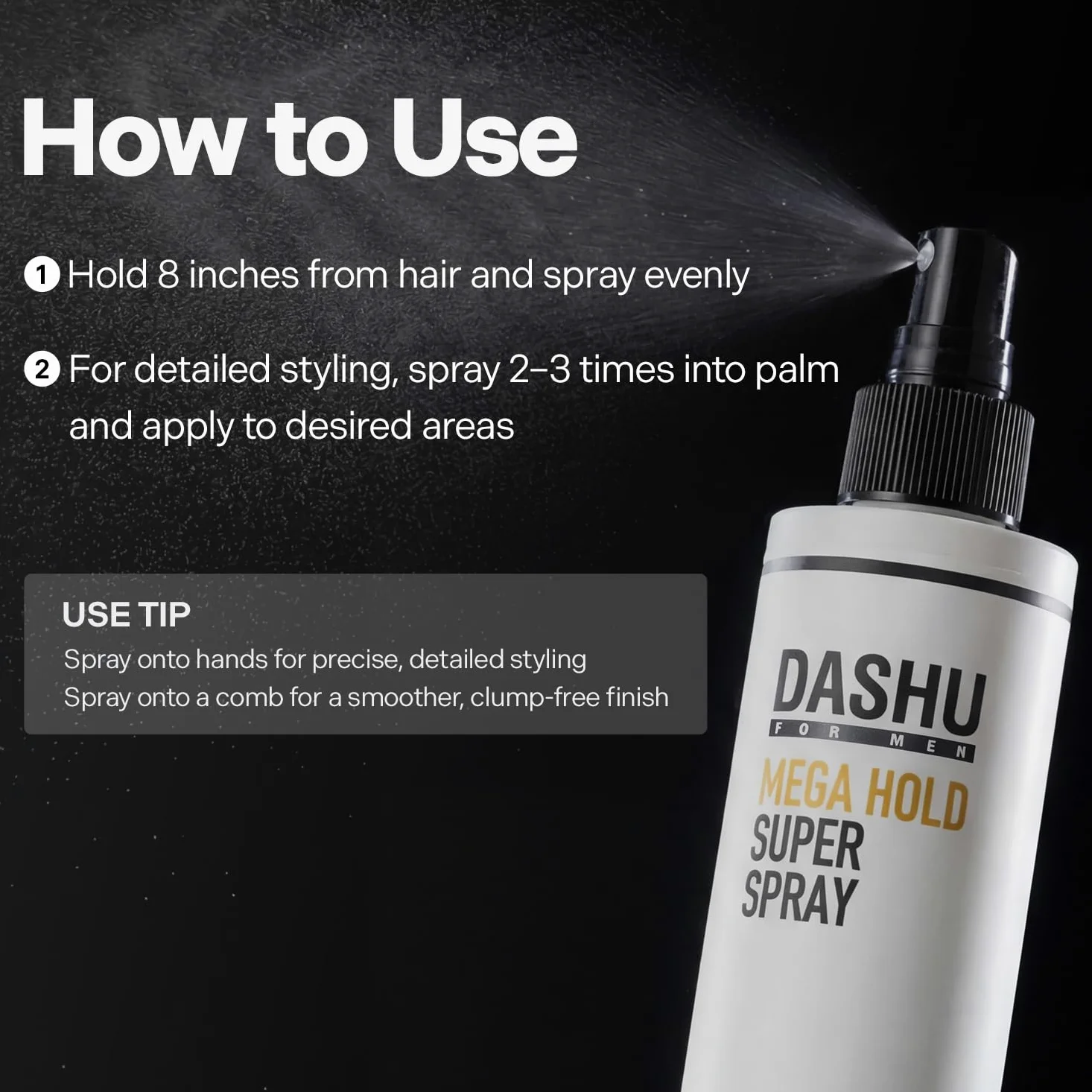 Dashu Premium Mega Hold Super Spray dla mężczyzn 8,45 fl oz – Extra Strong Hold, Prevention, All-Natural Ingredients