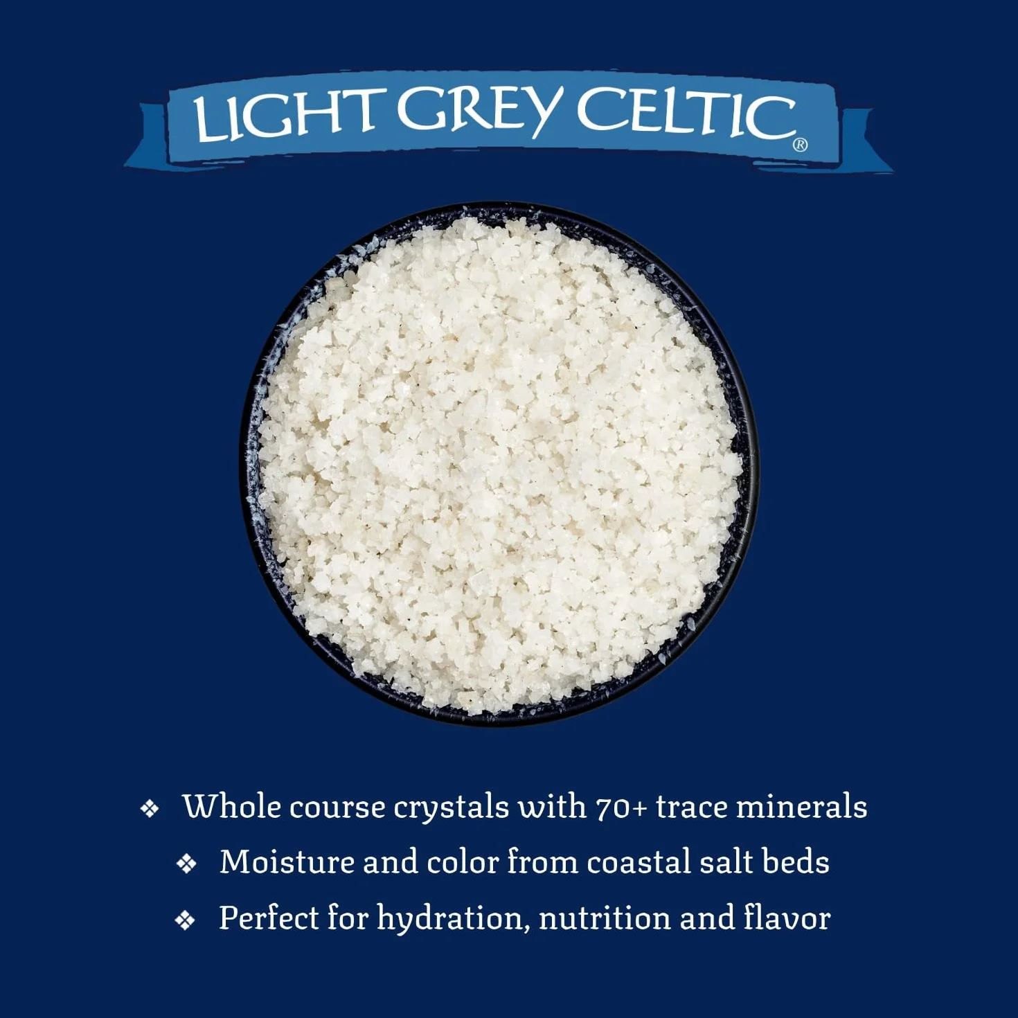 Light Grey Celtic coarse sea salt, 1 lb. bag