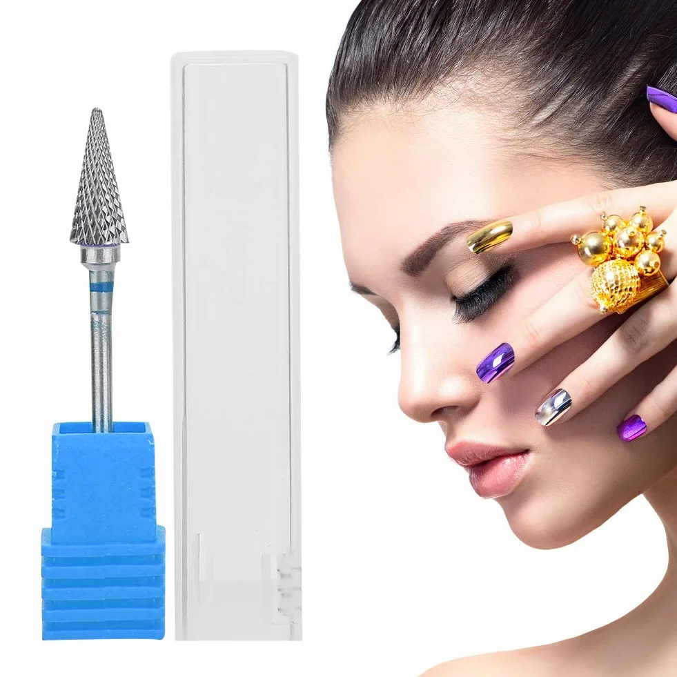 Wiertła do Paznokci Wiertło do Paznokci ze Stali Wolframowej Frez Diamentowy do Pedicure Manicure Żel do Usuwania Akrylowy Naskórek (niebieska etykieta)