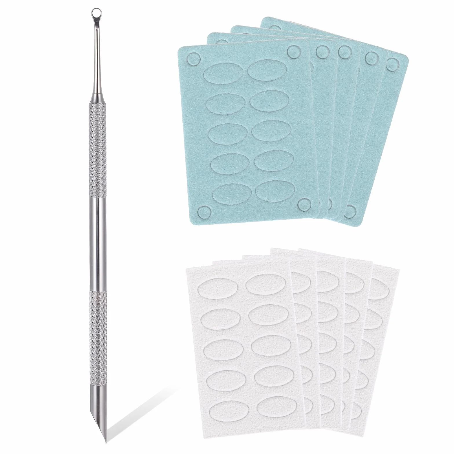 Odpychacz do skórek, dwustronny nożyk do usuwania skórek z 10 tabletkami do polerowania paznokci, zestaw do pielęgnacji paznokci, złuszczacz skórek, zestaw do manicure, do pedicure, sztuka paznokci