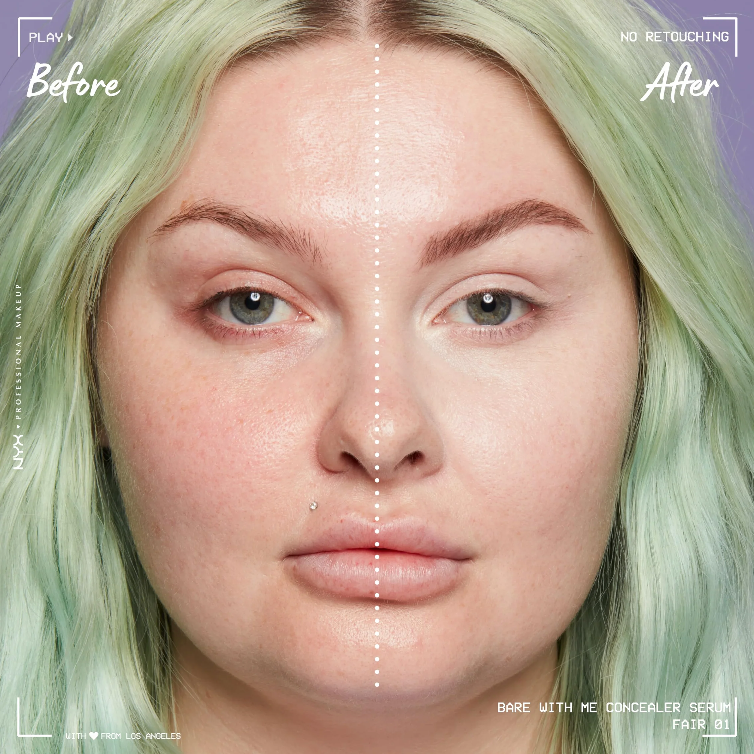 NYX Professional Makeup Korektor serum Bare With Me, naturalne wykończenie, średnie krycie, odcień : Fair (01)