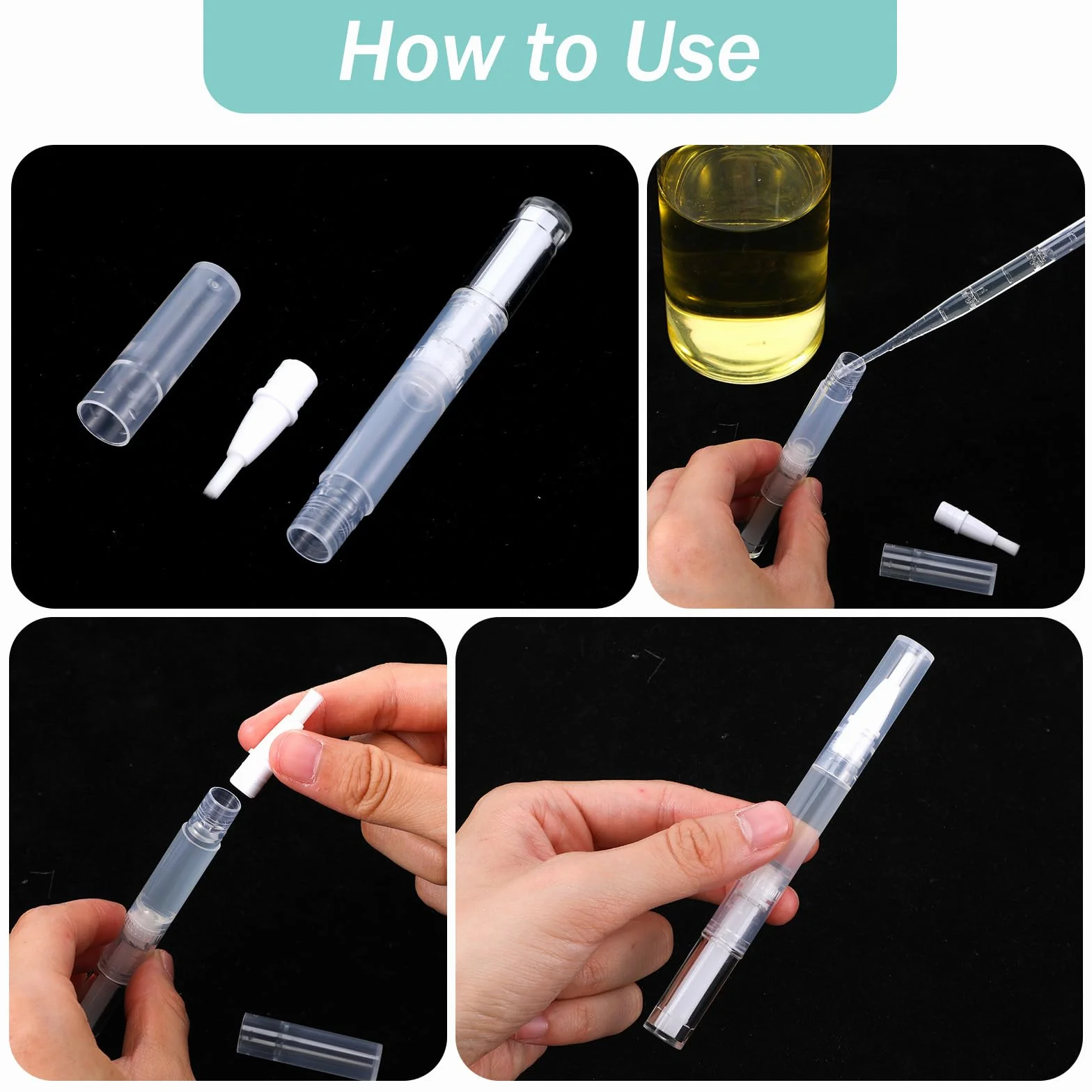 6 sztuk 3 ml pisaki olejowe do skórek z 4 pipetami transferowymi, do samodzielnego wykonania balsamu do ust i wzrostu rzęs
