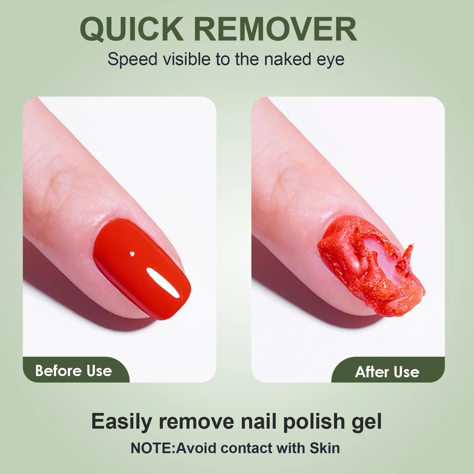 2 sztuki zmywacza do paznokci, 15 ml, zmywacz żelowy do paznokci, zmywacz żelu, usuwanie i bezproblemowe usuwanie w ciągu 3-5 minut, zmywacz do paznokci (zielony)