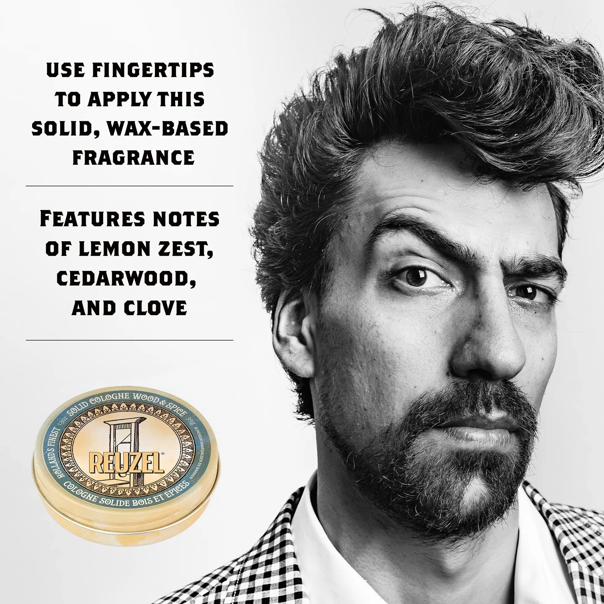 Reuzel Solid Cologne Wood And Spice 1.3 Oz Wax Based Fragrance