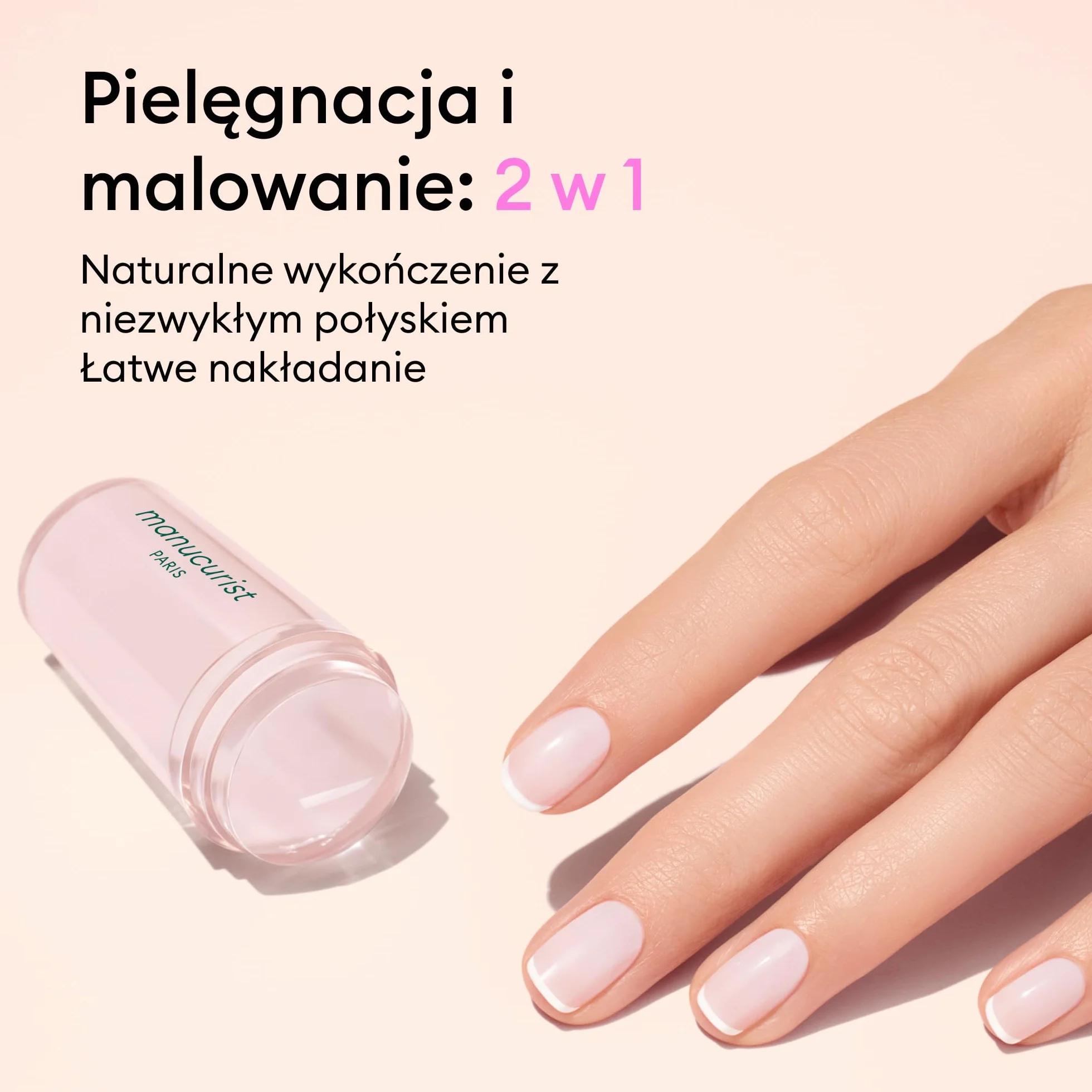 Manucurist – Zestaw Active French Manicure Routine – Active™ Glow Raspberry Lakier Wzmacniający, Green™ Crème Mini, Mani Stamper oraz Sunshine Top Coat Efekt Żelowy – French Manicure Kit