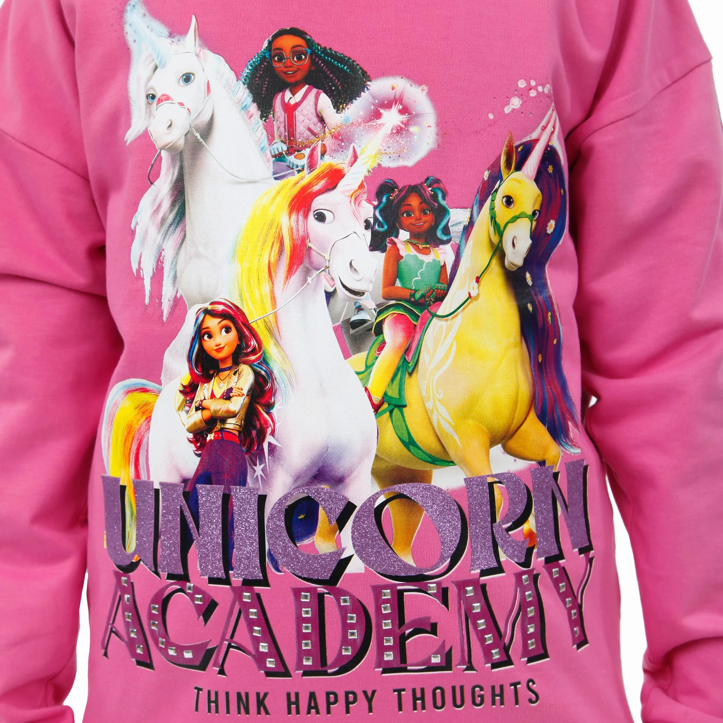 Bluza Dla Dziewcząt Z Akademii Jednorożców | Bluza Z Jednorożcem Dla Dziewcząt | Bluza Dla Dzieci Sophia I Wildstar | Różowy 128