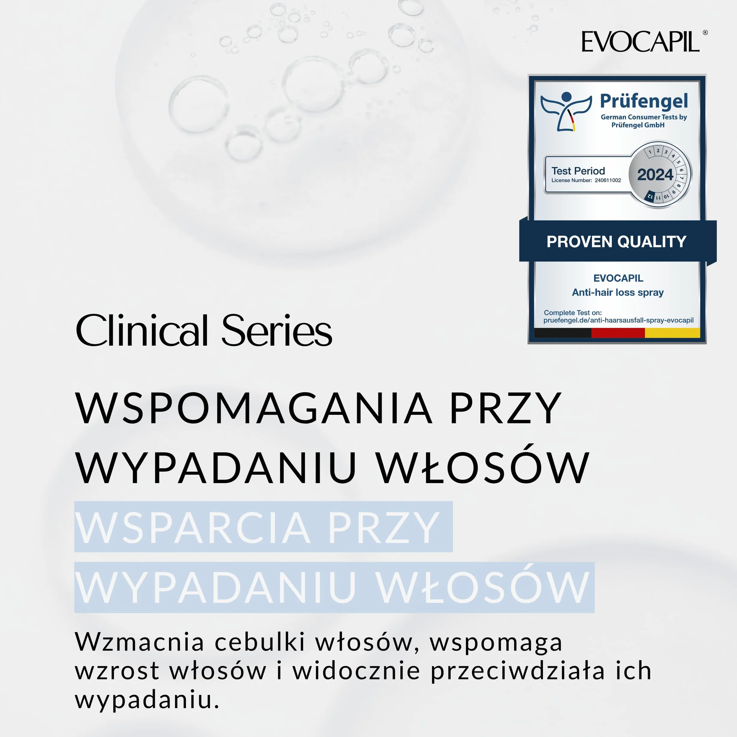 EVOCAPIL Plus Spray przeciw wypadaniu włosów – 5% Procapil i kompleks witaminowy – wzmacnia cebulki włosów, wspomaga wzrost włosów – spray na porost włosów – 1 opakowanie