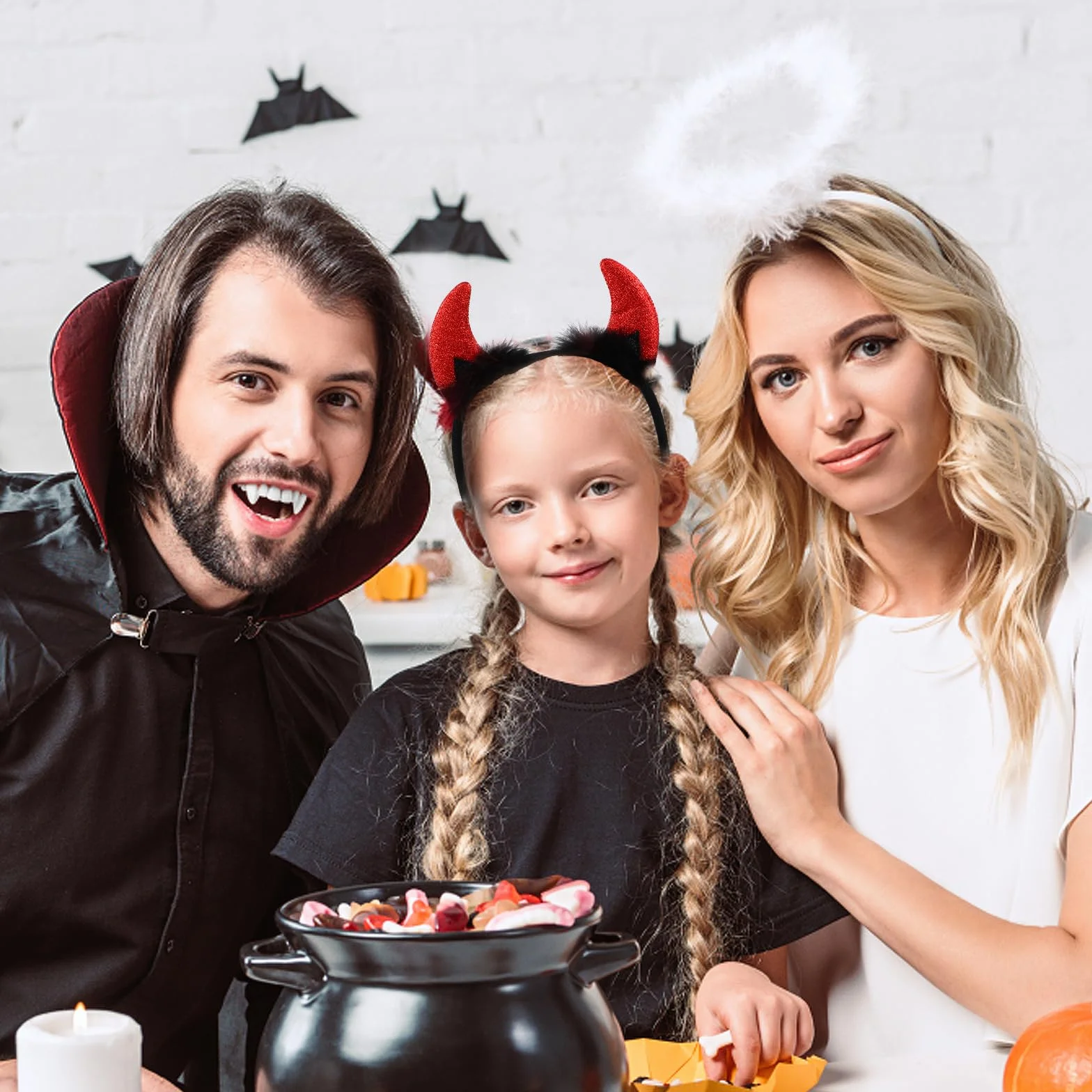 Lusofie Halloween cosplay anioł aureola opaska na głowę diabły rogi opaska na głowę anioł i diabeł kostiumy akcesoria na Halloween Boże Narodzenie maskarada