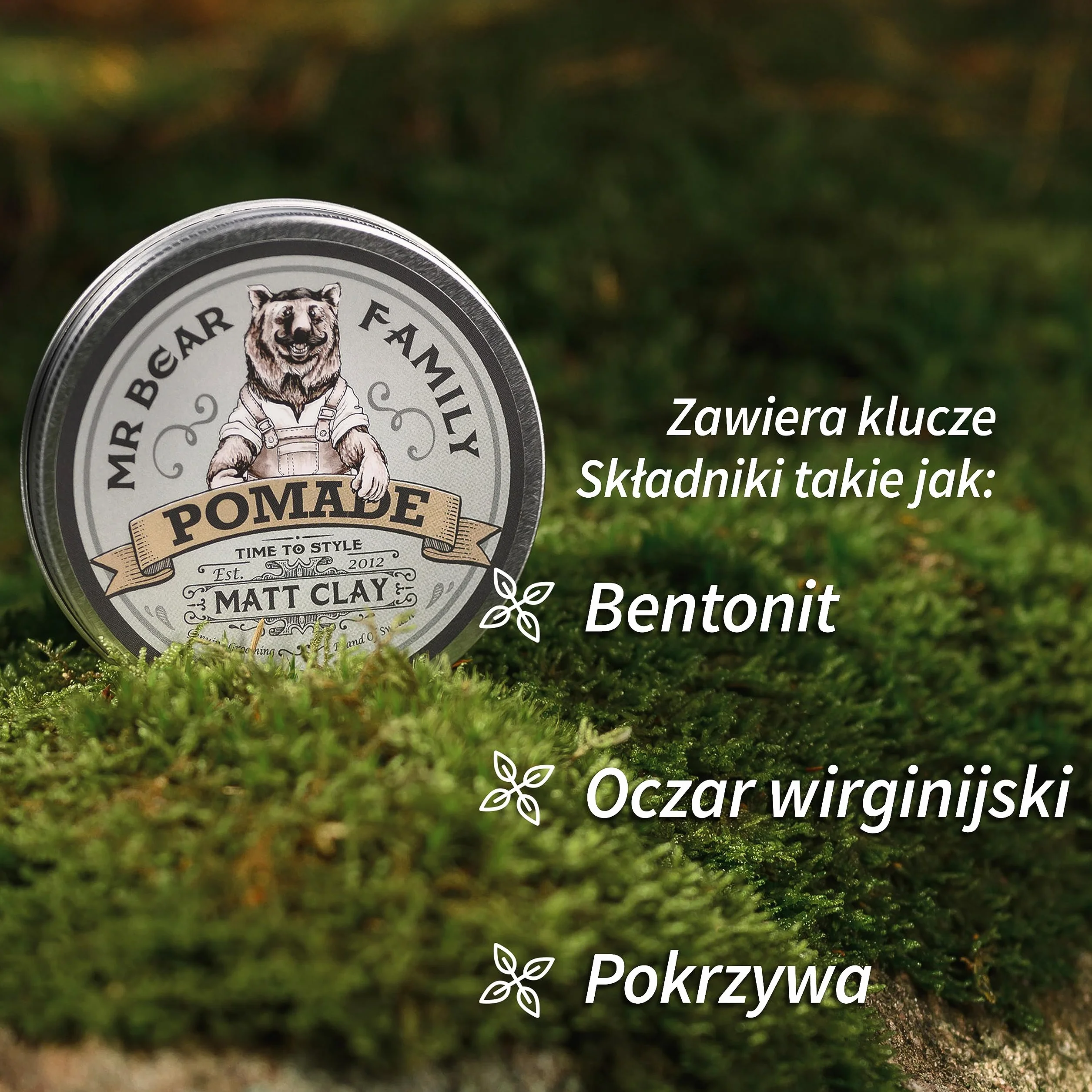 Matowa pomada do włosów dla mężczyzn – średnio utrwalająca pomada do stylizacji włosów na bazie wody dla mężczyzn zawiera zwiększającą objętość glinkę kaolinową + glinkę bentonitową – nietłusta i teksturująca matowa pomada do efektywnej kontroli puszenia