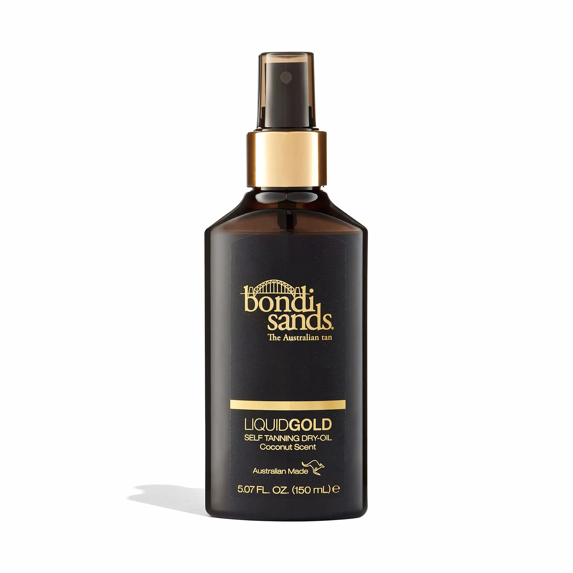 Bondi Sands Liquid Gold Dry Oil, Płynny złoty samoopalający suchy olejek | Ultra pielęgnująca formuła bez mycia nadaje skórze długotrwałą złotą opaleniznę, wzbogacony olejem arganowym 150 ml