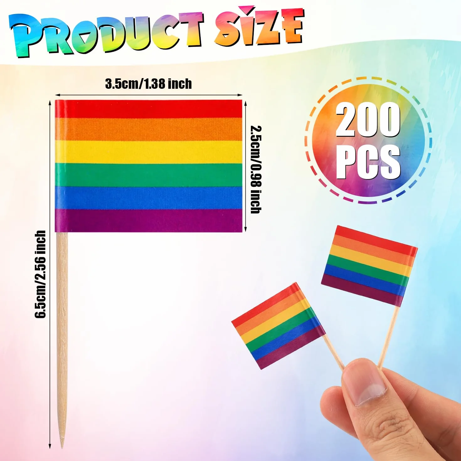 200 szt. Wykalaczki Teczowe Flagi, Mini LGBT Wykalaczki do Ciastek Teczowe Wykalaczki Wykalaczki do Ciastek Progress Pride Wykalaczki Teczowy Koktajl na Teczowy Karnawal Dekoracje Imprezowe