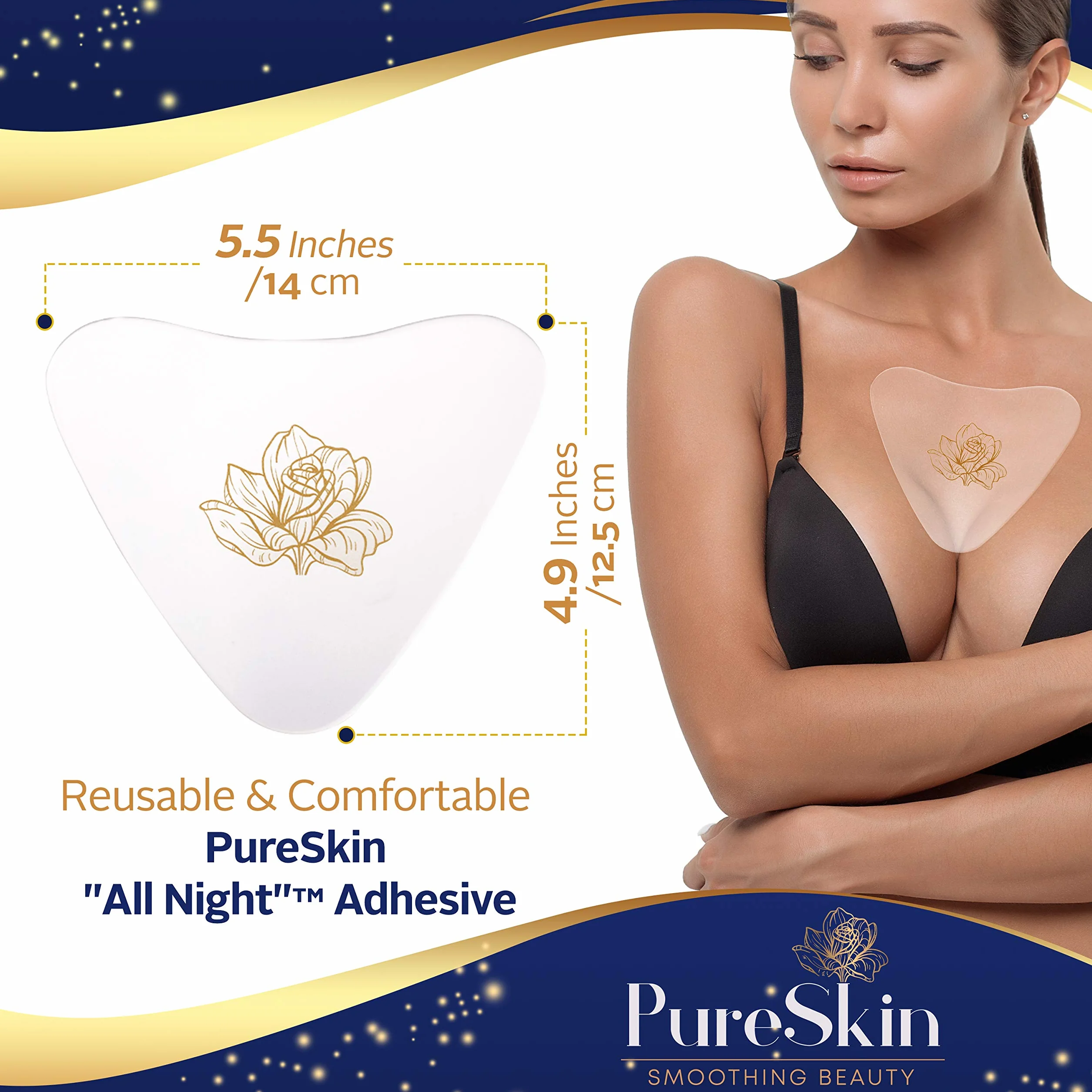 PureSkin Silikonowe Podkładki Przeciwzmarszczkowe na Klatkę Piersiową, 4 sztuki