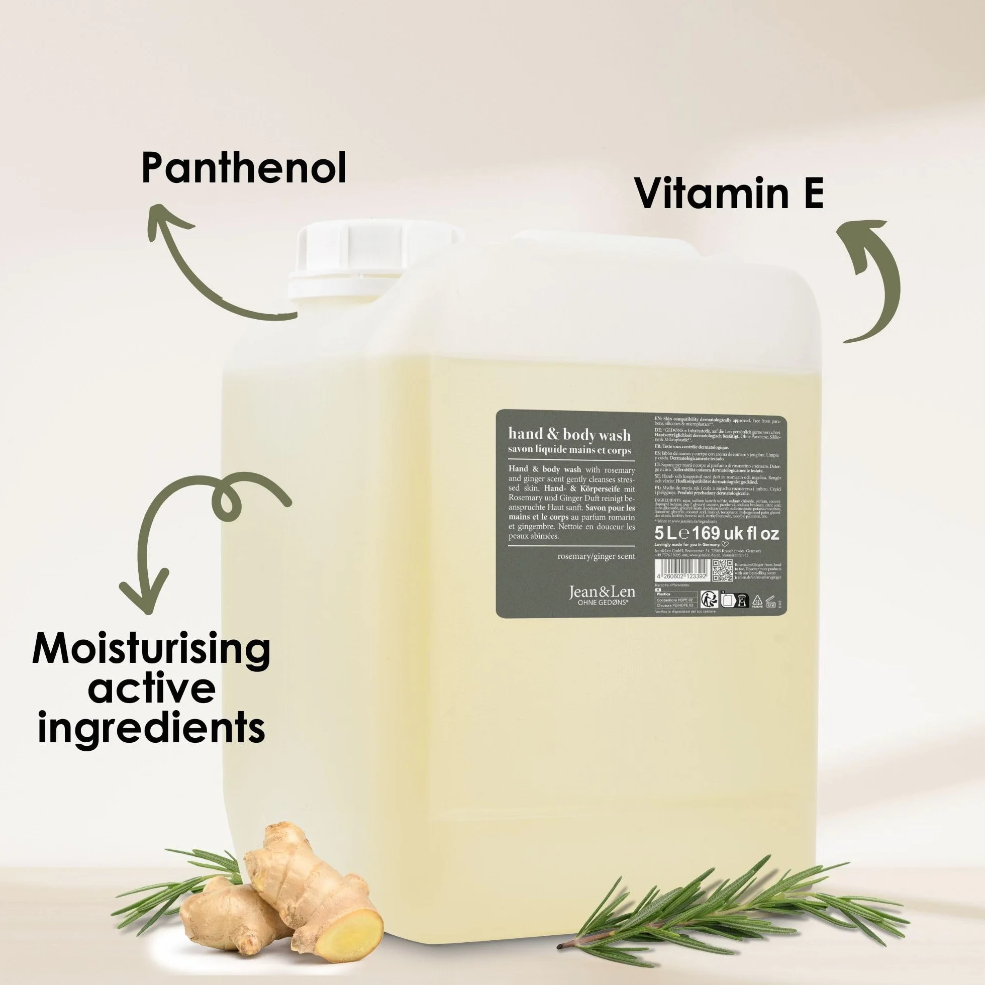 Jean & Len Rosemary & Ginger Mydło w Płynie, 5 L