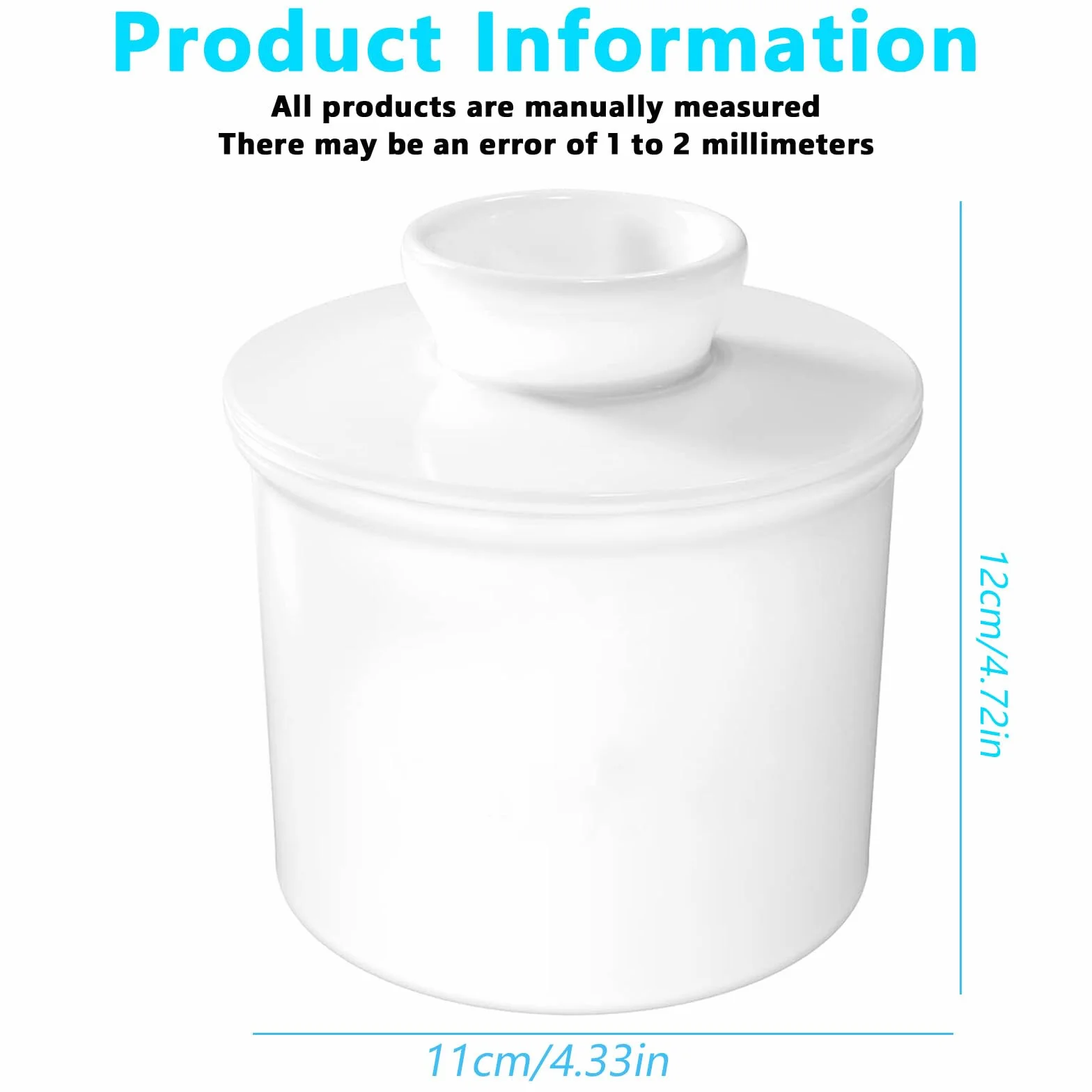 Aicharynic Ceramiczna maselniczka z pokrywką: Francuski pojemnik na masło do miękkiego i łatwo rozsmarowywanego masła, idealny do dekoracji kuchni (biały, 150 ml)