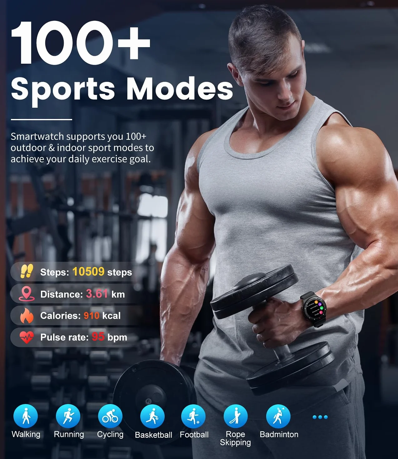 LIGE męski inteligentny zegarek z połączeniem Bluetooth, 1,39" ekran Amoled Smart Watch z 24/7, tętno, SpO2, monitor snu dla Androida iOS, 110+ Sportmodi, wodoodporny IP68, 200+ tarcza