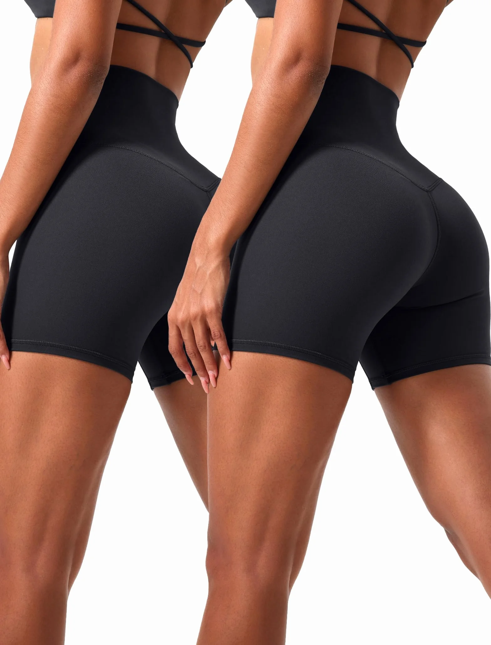 Voenxe Damskie Spodenki Sportowe do Jogi z Wysokim Stanem, Push Up Sportowe Spodnie Scrunch Butt, Fitness Trening Elastyczne Sportowe Szortów, Sportowe Rajstopy Trening Bieganie Sport, 2 Sztuk